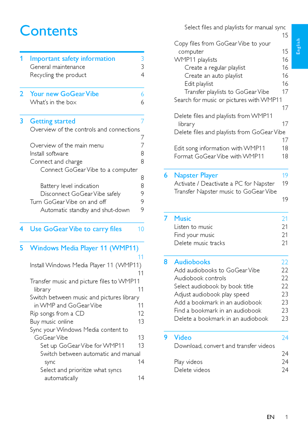 Philips SA1VBE08, SA1VBE02, SA1VBE16, SA1VBE04 user manual Contents 