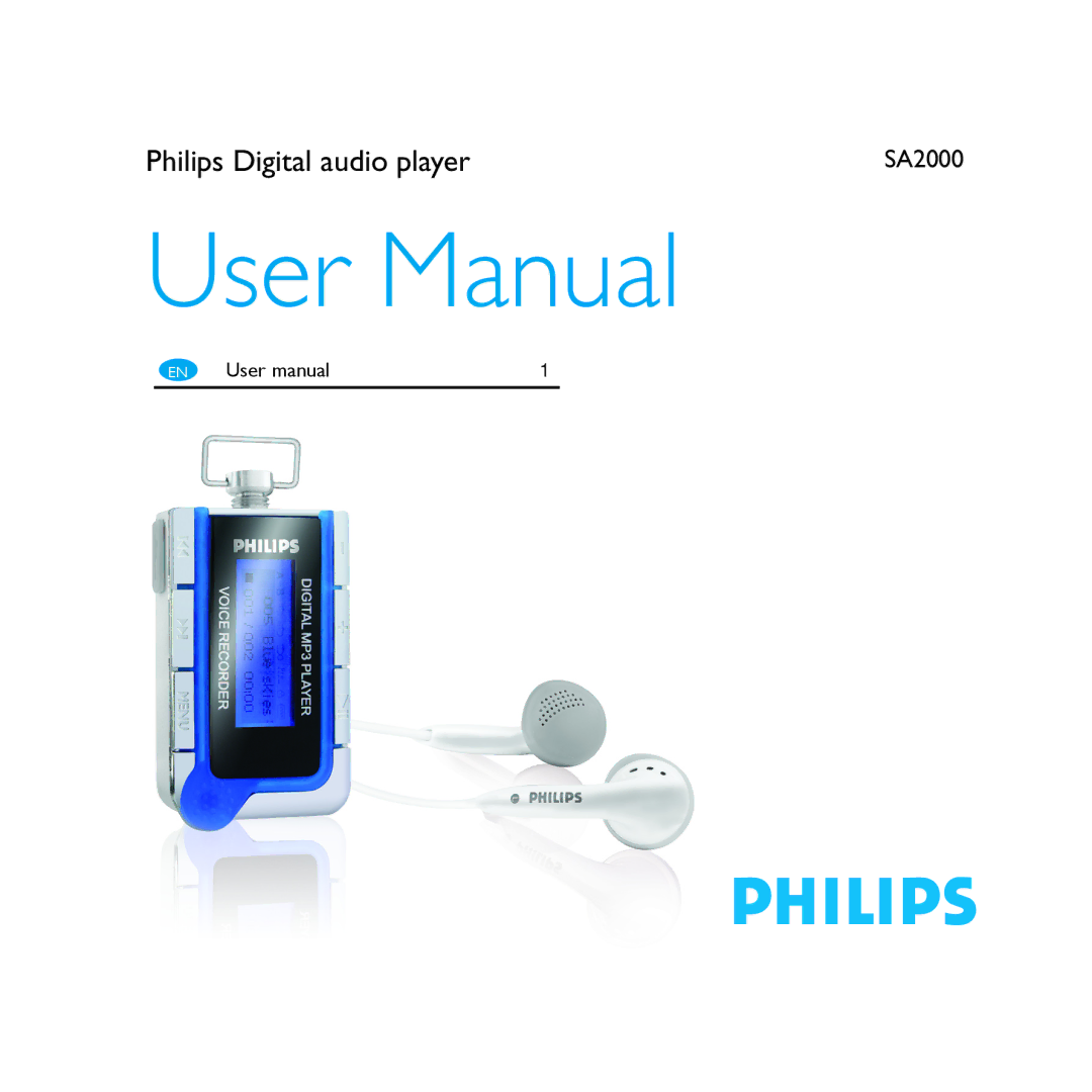 Philips SA2000 user manual Philips Digital audio player 