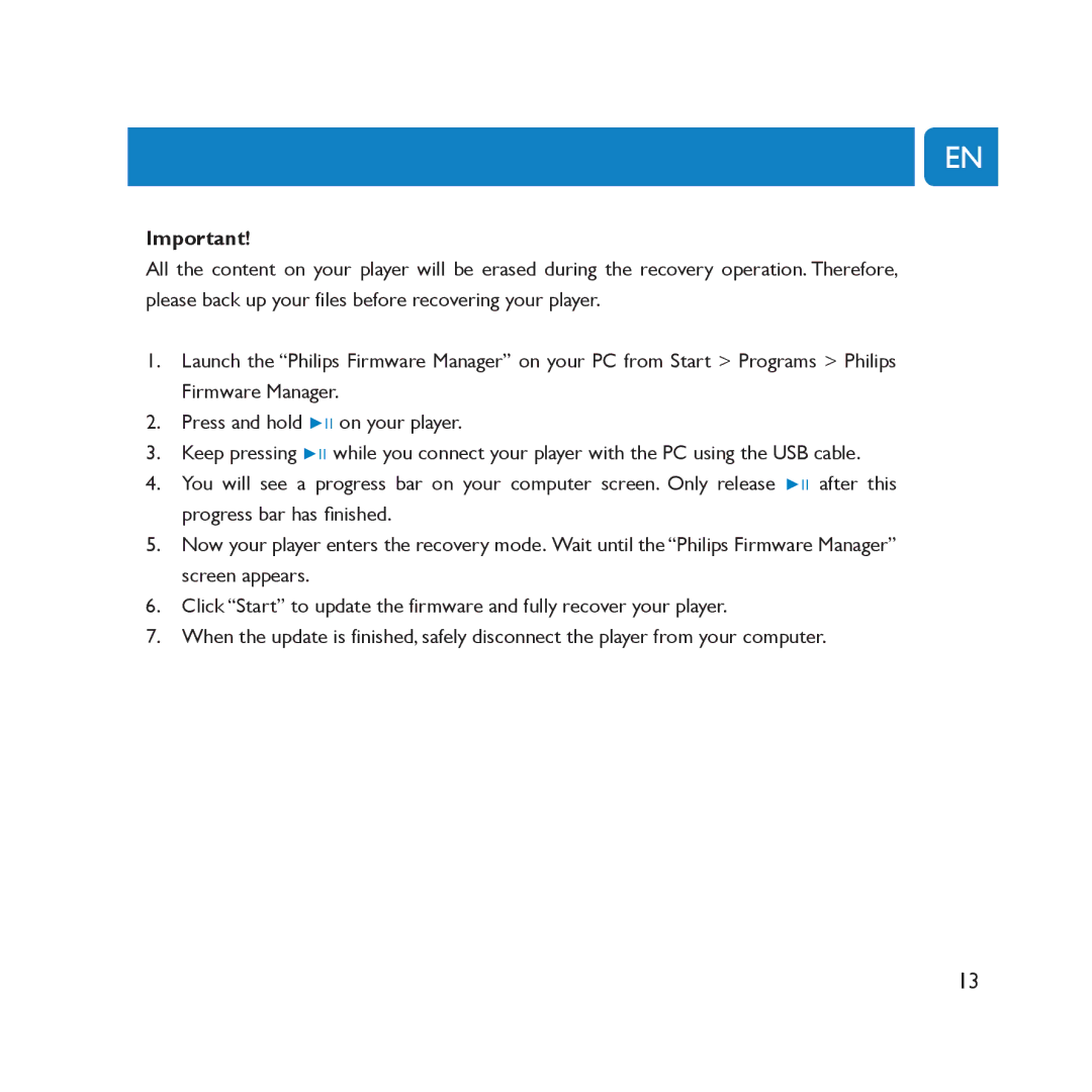 Philips SA2000 user manual 