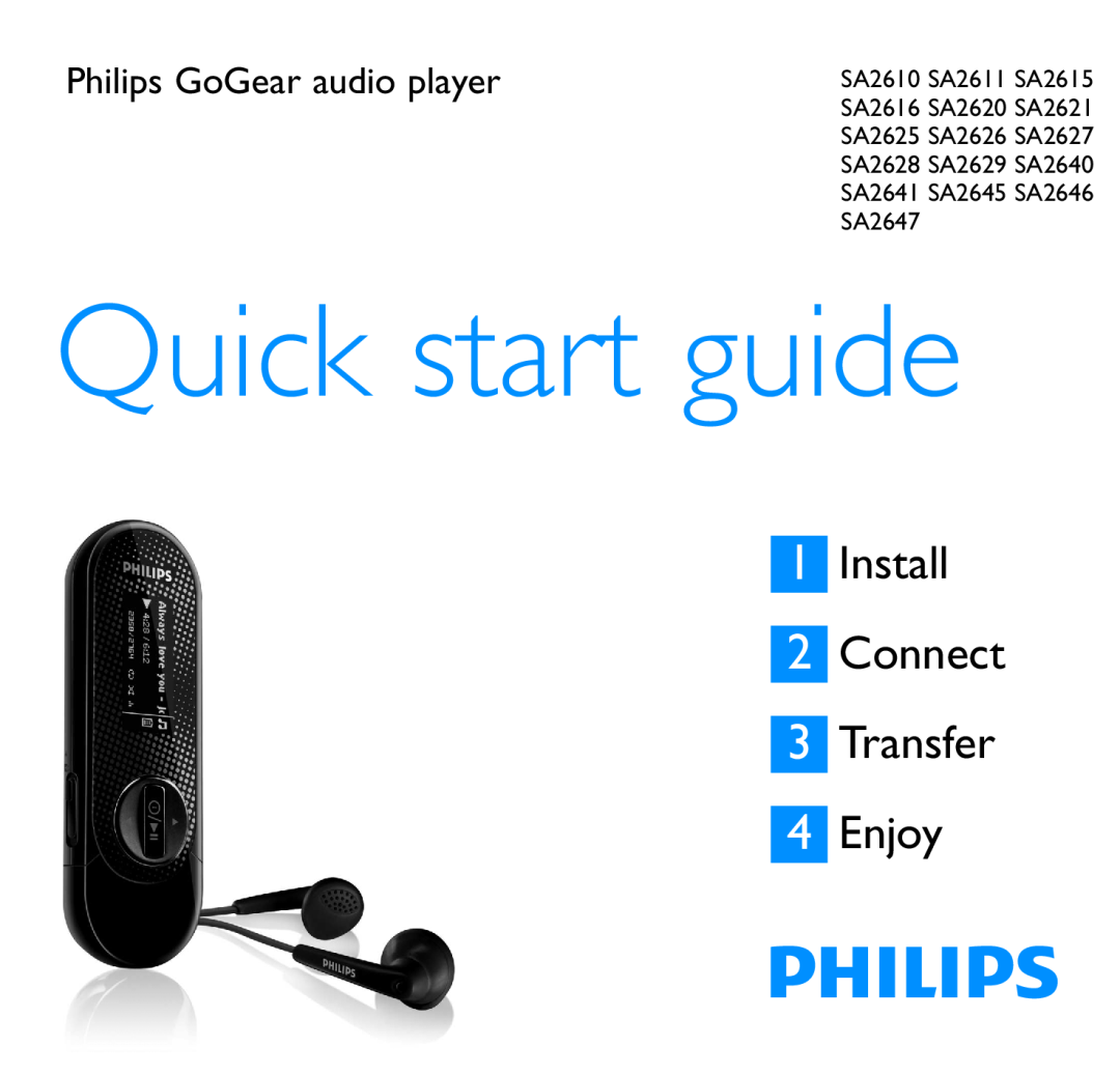 Philips SA2641, SA2640, SA2626 manual Parabéns pela sua aquisição e bem- vindo à Philips, Áudio player, SA2645 SA2646 