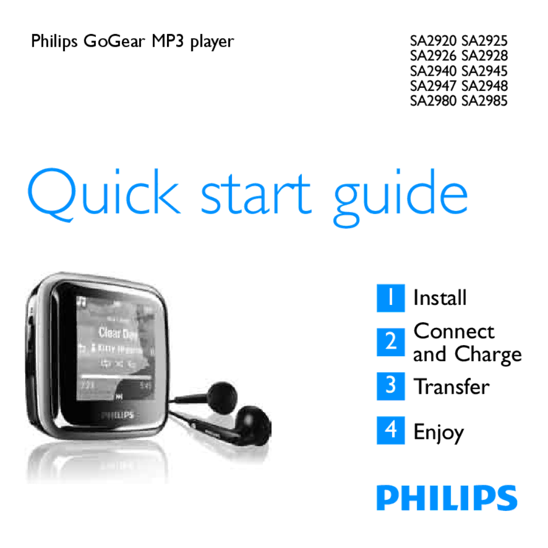 Philips SA2947, SA2985, SA2928, SA2948 quick start Quick start guide 