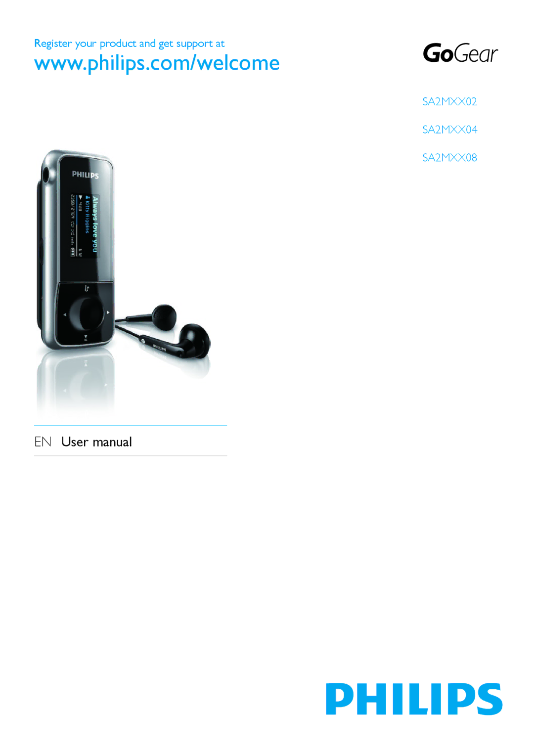 Philips user manual SA2MXX02 SA2MXX04 SA2MXX08 