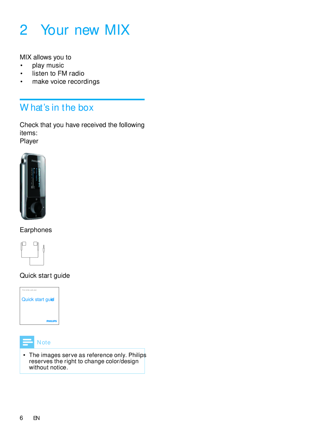 Philips SA2MXX08 user manual Your new MIX, What’s in the box 