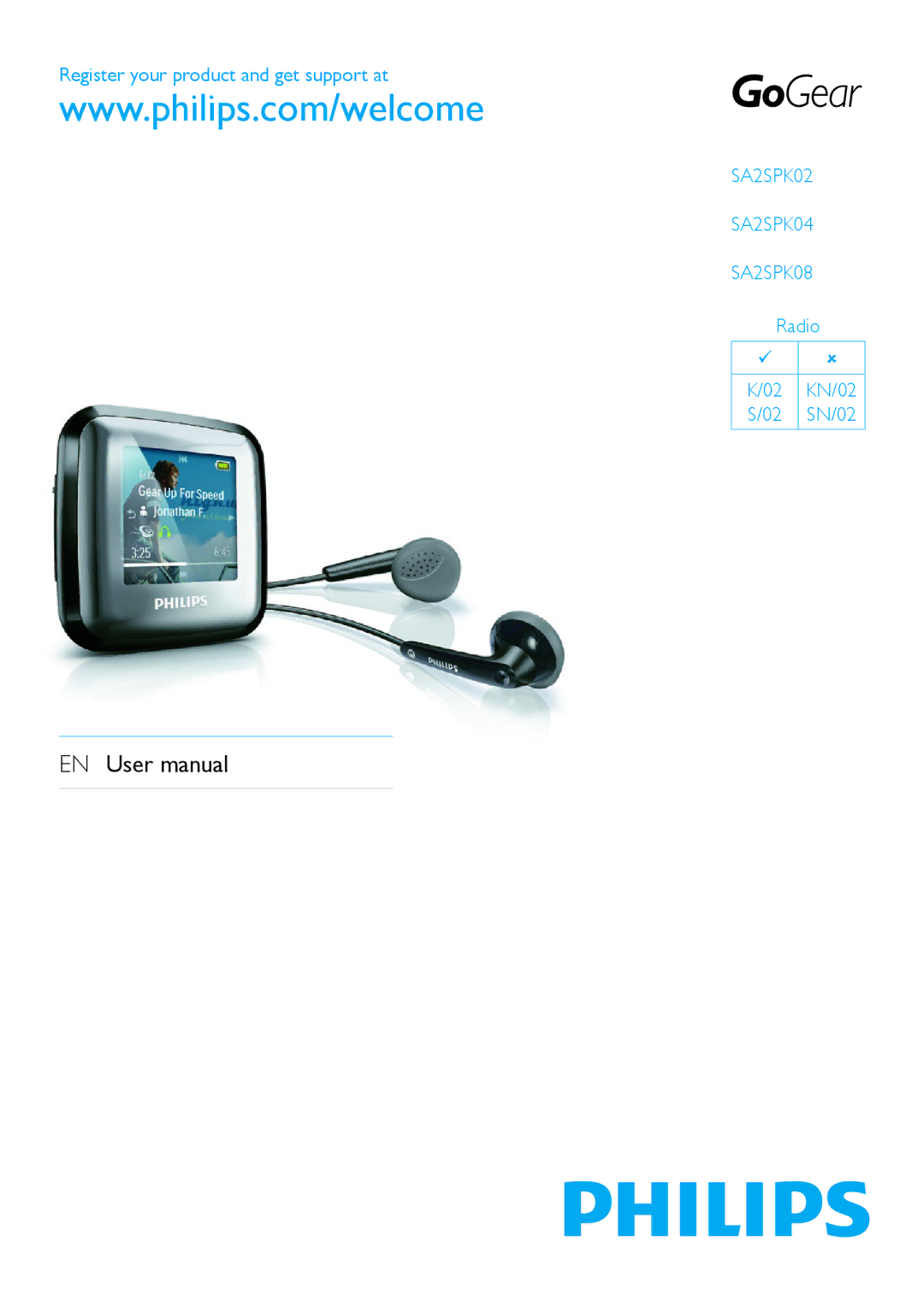 Philips SA2SPK/00 user manual SA2SPK02 SA2SPK04 SA2SPK08 