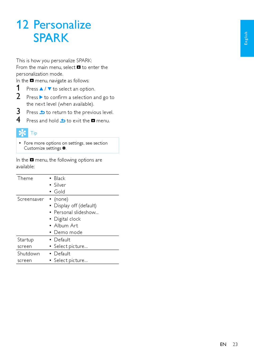 Philips SA2SPK02, SA2SPK08, SA2SPK/00, SA2SPK04 user manual Personalize 