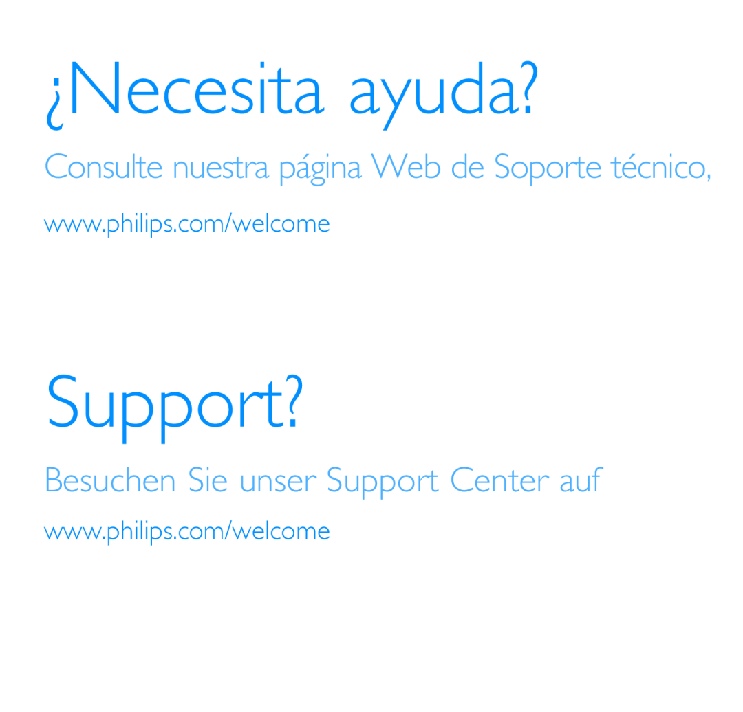 Philips SA3021, SA3020 quick start ¿Necesita ayuda?, Support?, Besuchen Sie unser Support Center auf 