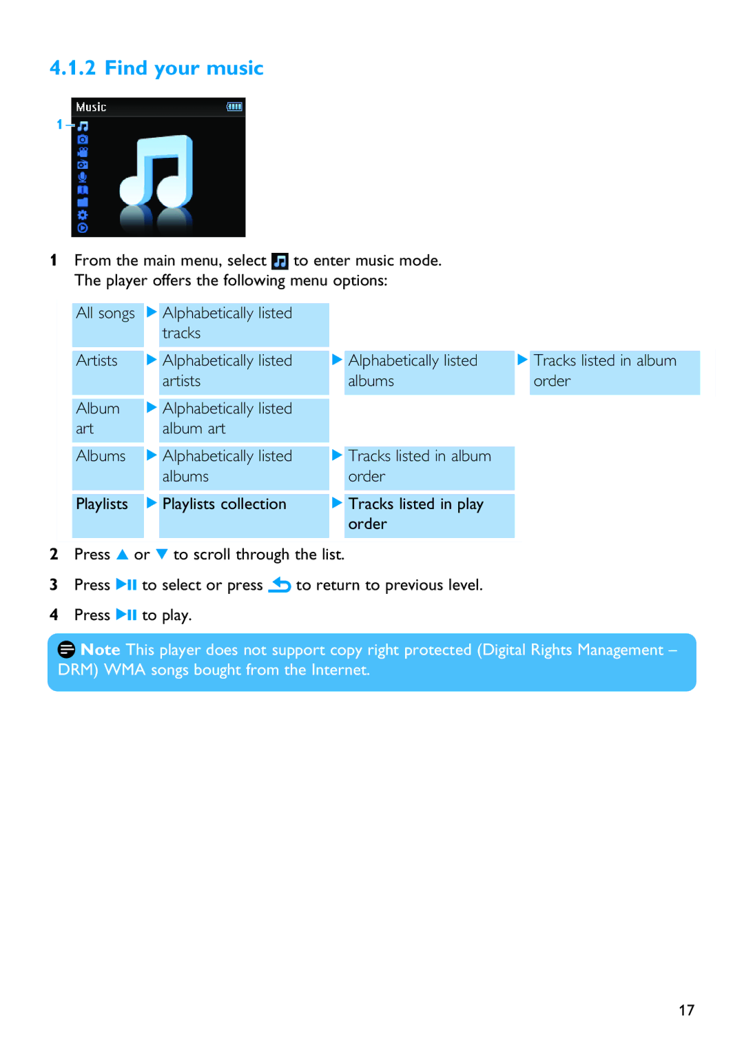 Philips SA3265, SA3245 manual Find your music 