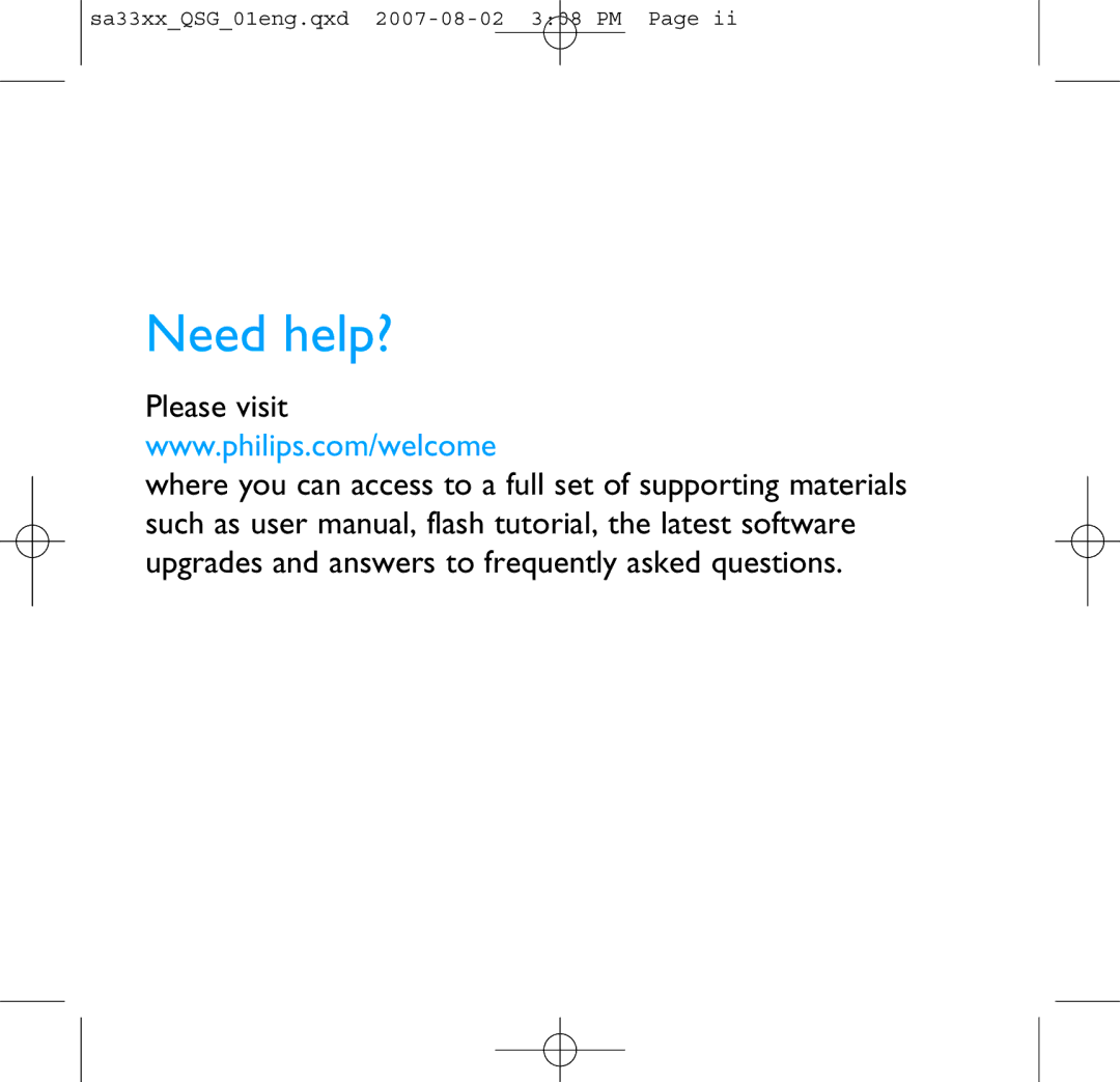 Philips SA3315 quick start Need help? 