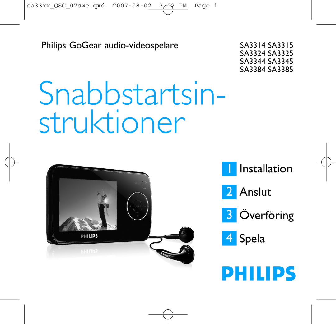 Philips SA3315 quick start Quick start guide 