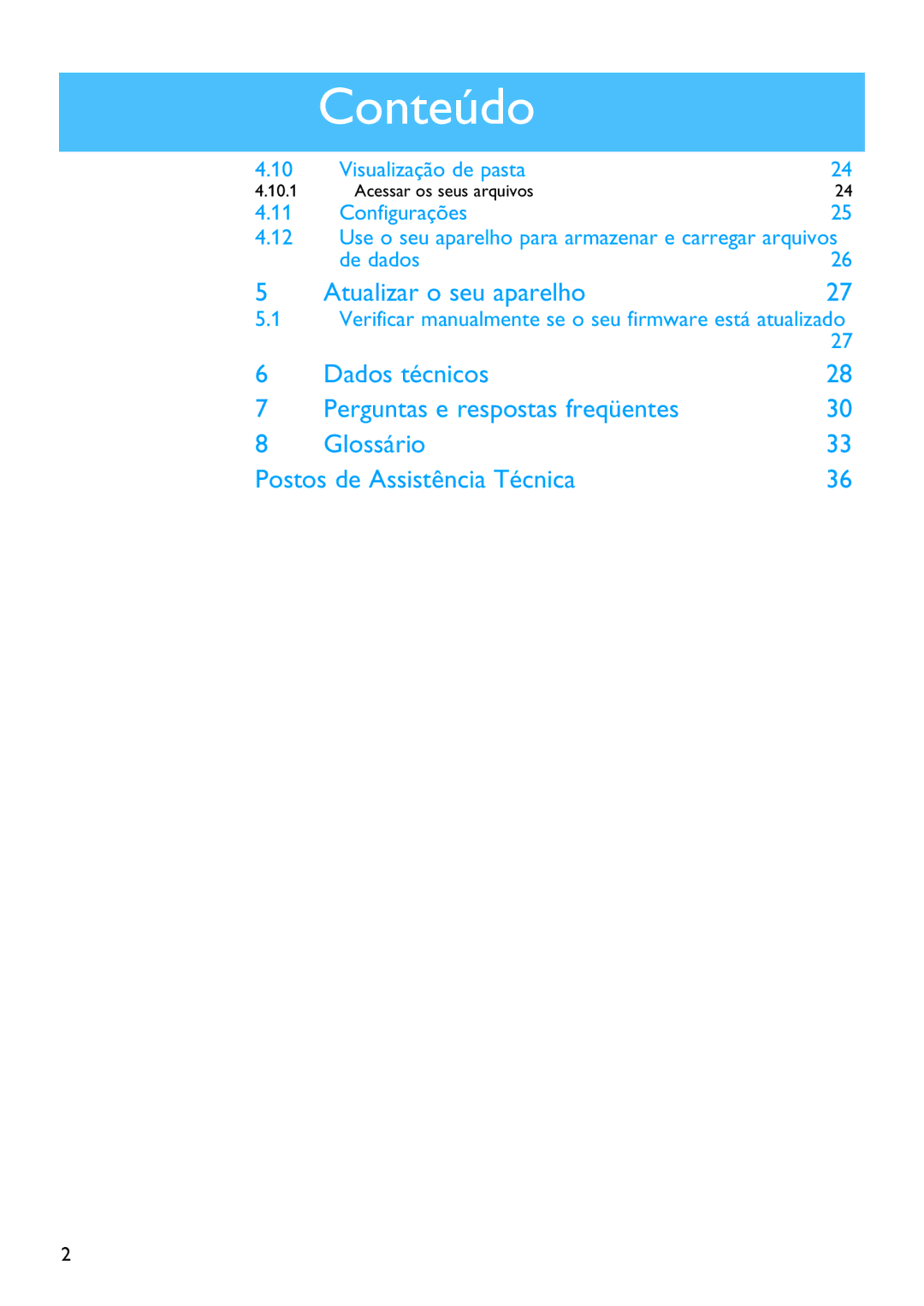 Philips SA3324, SA3385, SA3384, SA3345, SA3325, SA3314, SA3344, SA3315 manual Atualizar o seu aparelho 