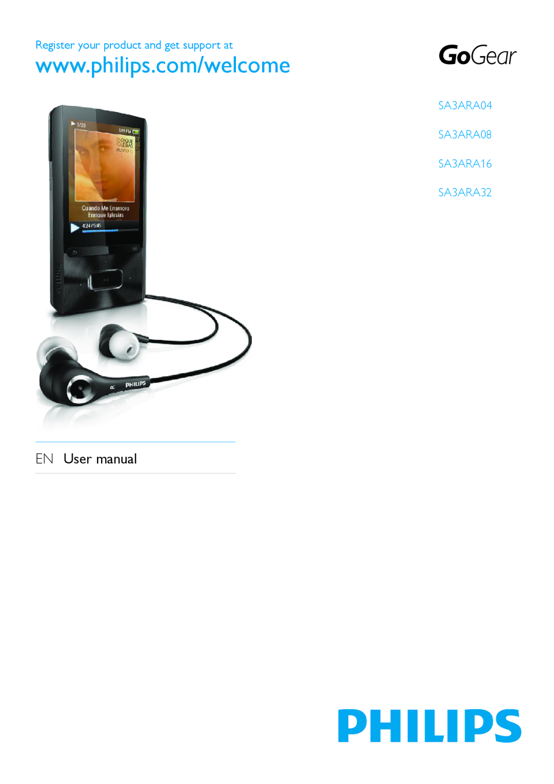 Philips user manual SA3ARA04 SA3ARA08 SA3ARA16 SA3ARA32 