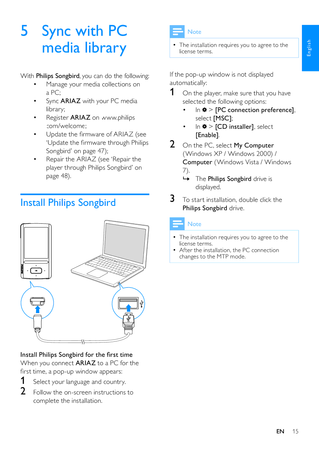 Philips SA3ARA08, SA3ARA04, SA3ARA32, SA3ARA16 user manual Install Philips Songbird, Select your language and country 