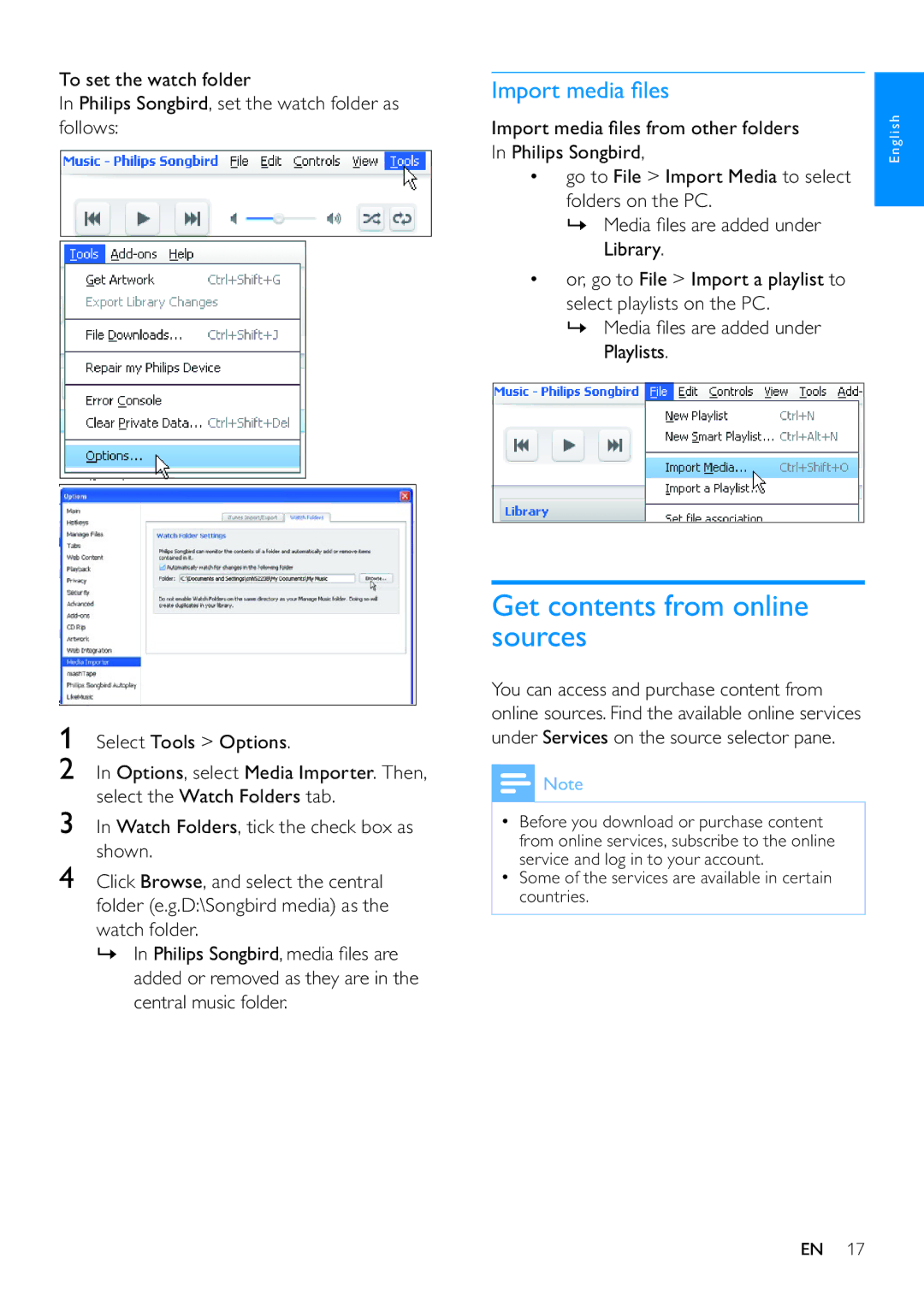 Philips SA3ARA32, SA3ARA04, SA3ARA16, SA3ARA08 user manual Get contents from online sources 