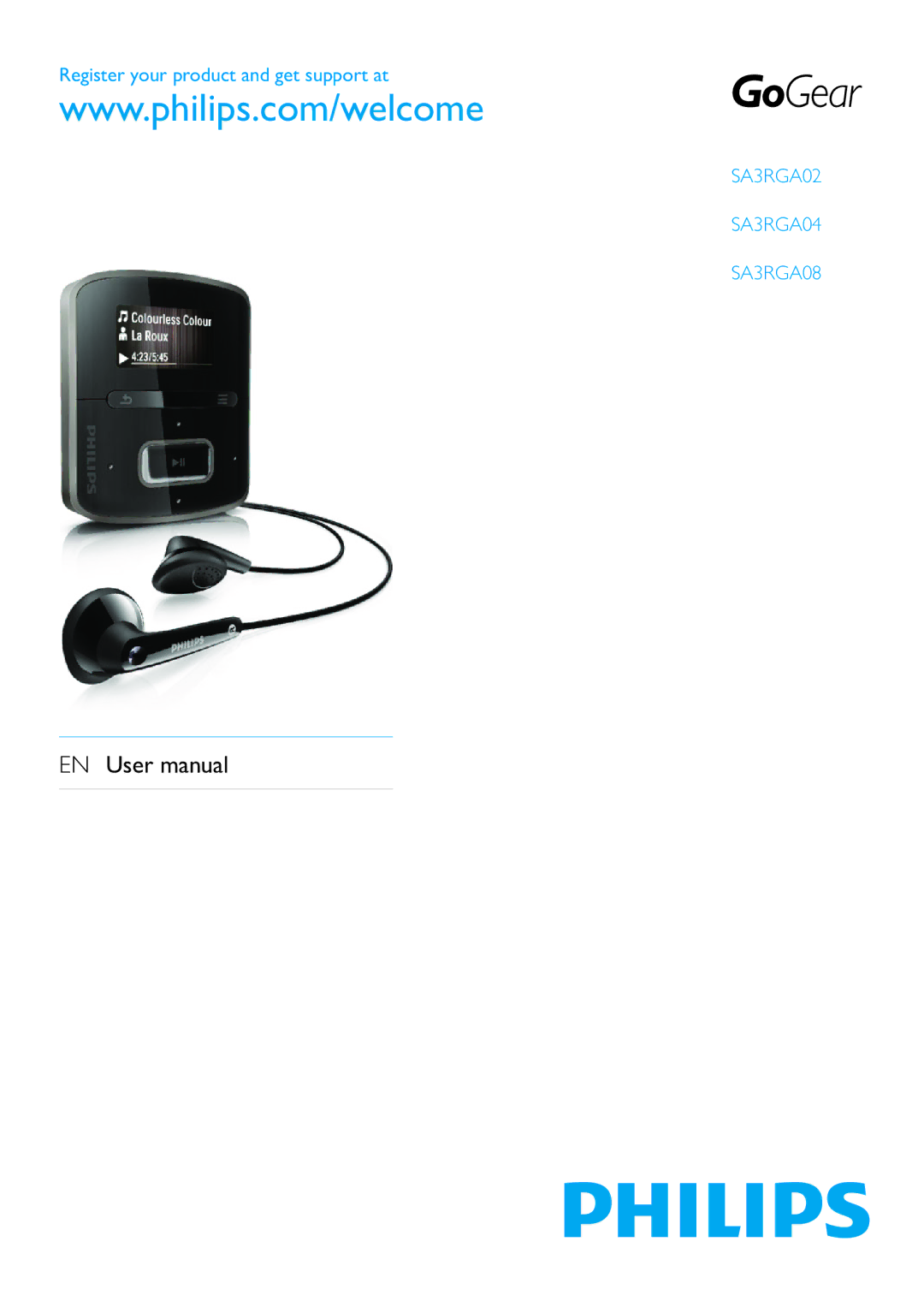 Philips user manual SA3RGA02 SA3RGA04 SA3RGA08 