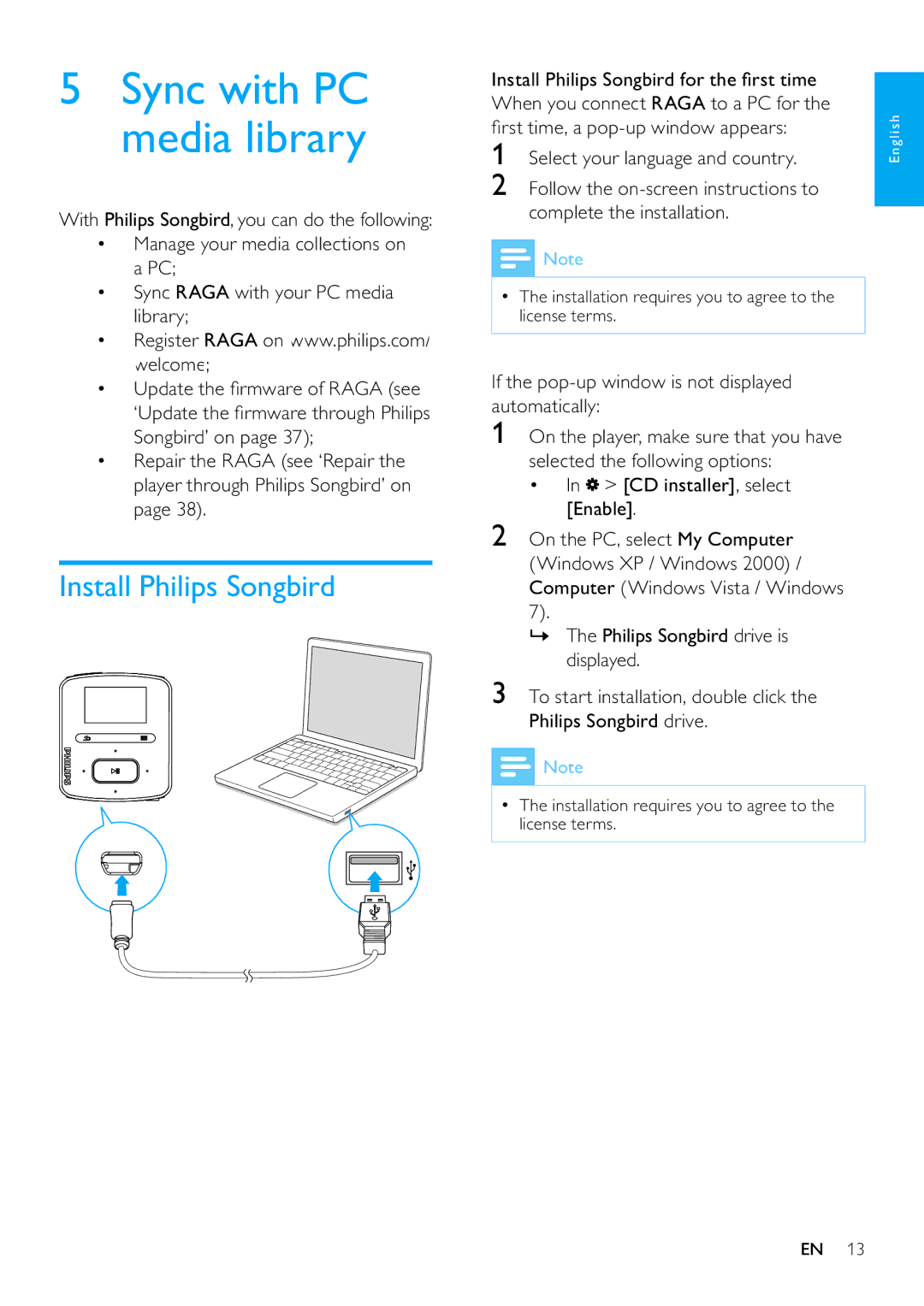 Philips SA3RGA04, SA3RGA08, SA3RGA02 user manual Install Philips Songbird, Select your language and country 