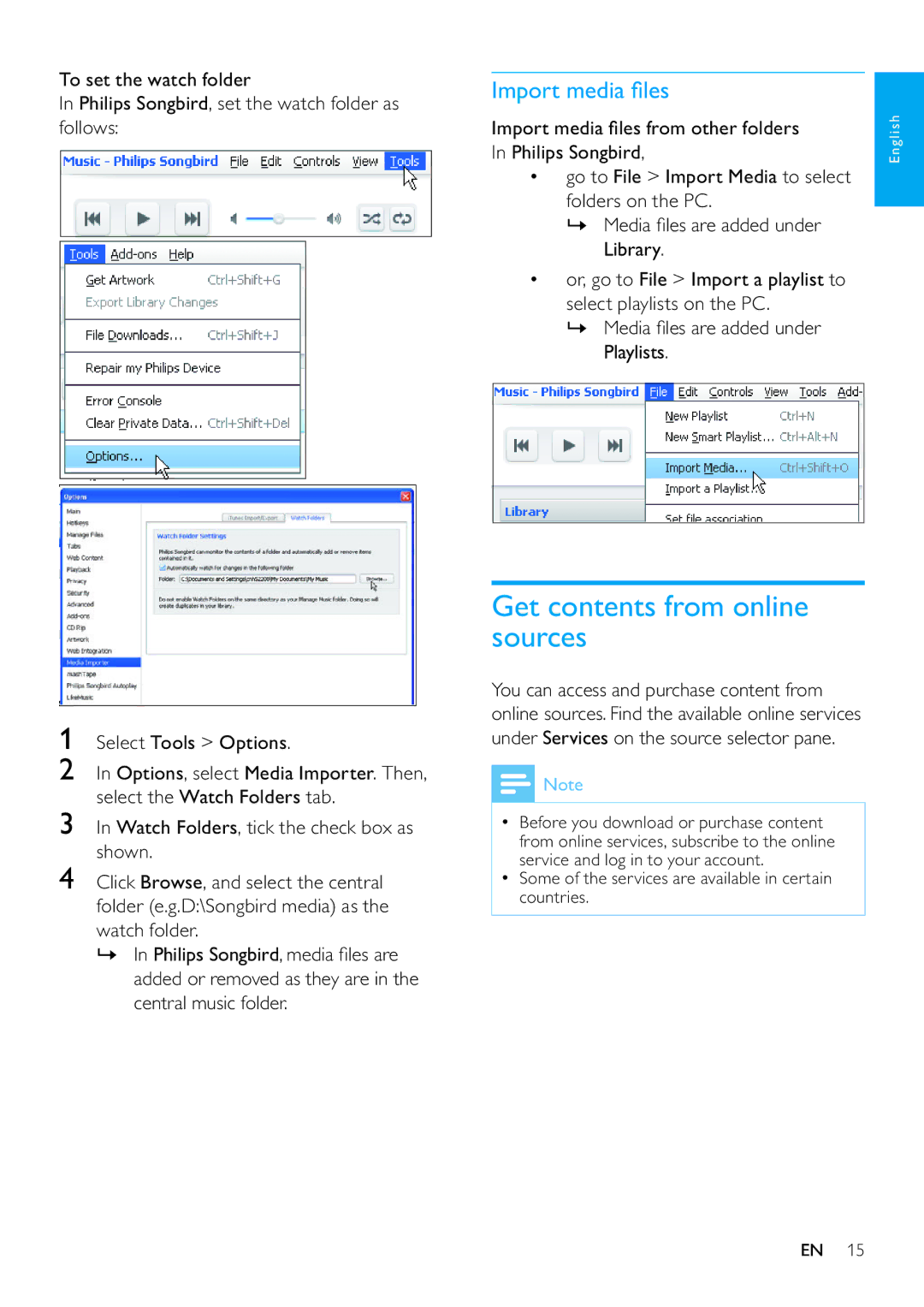 Philips SA3RGA08, SA3RGA04, SA3RGA02 user manual Get contents from online sources 