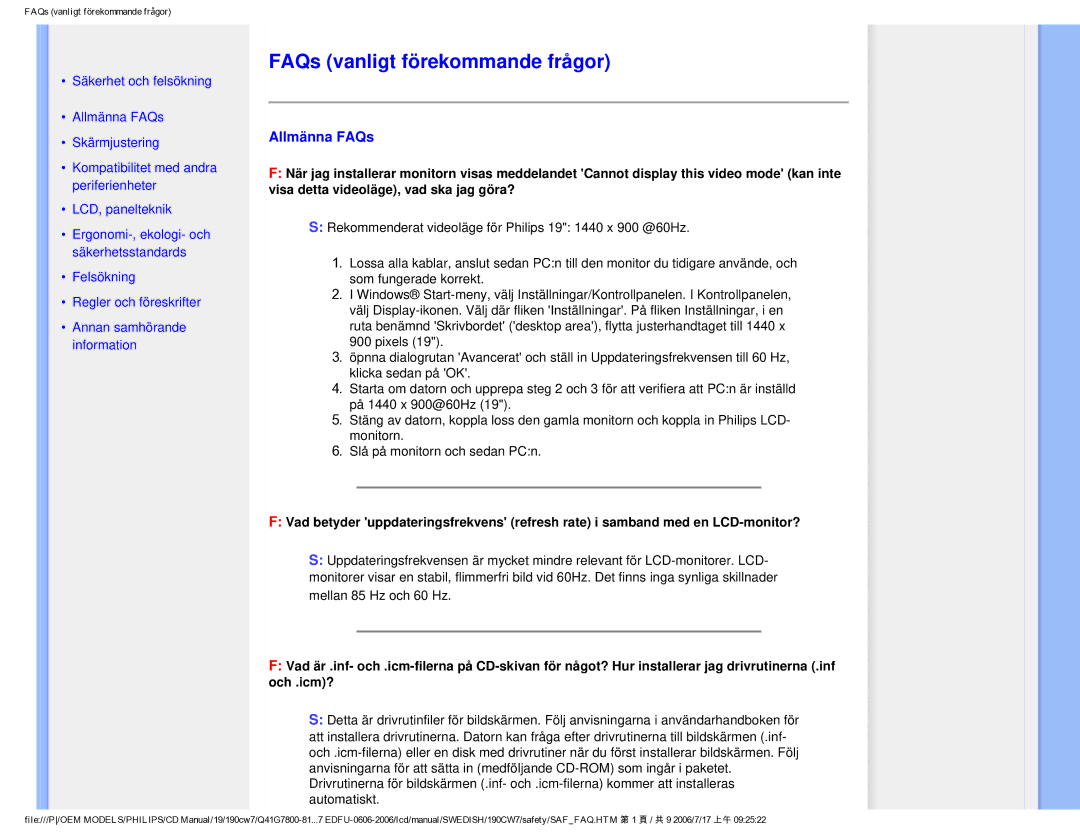 Philips SA4125 user manual FAQs vanligt förekommande frågor, Allmänna FAQs 