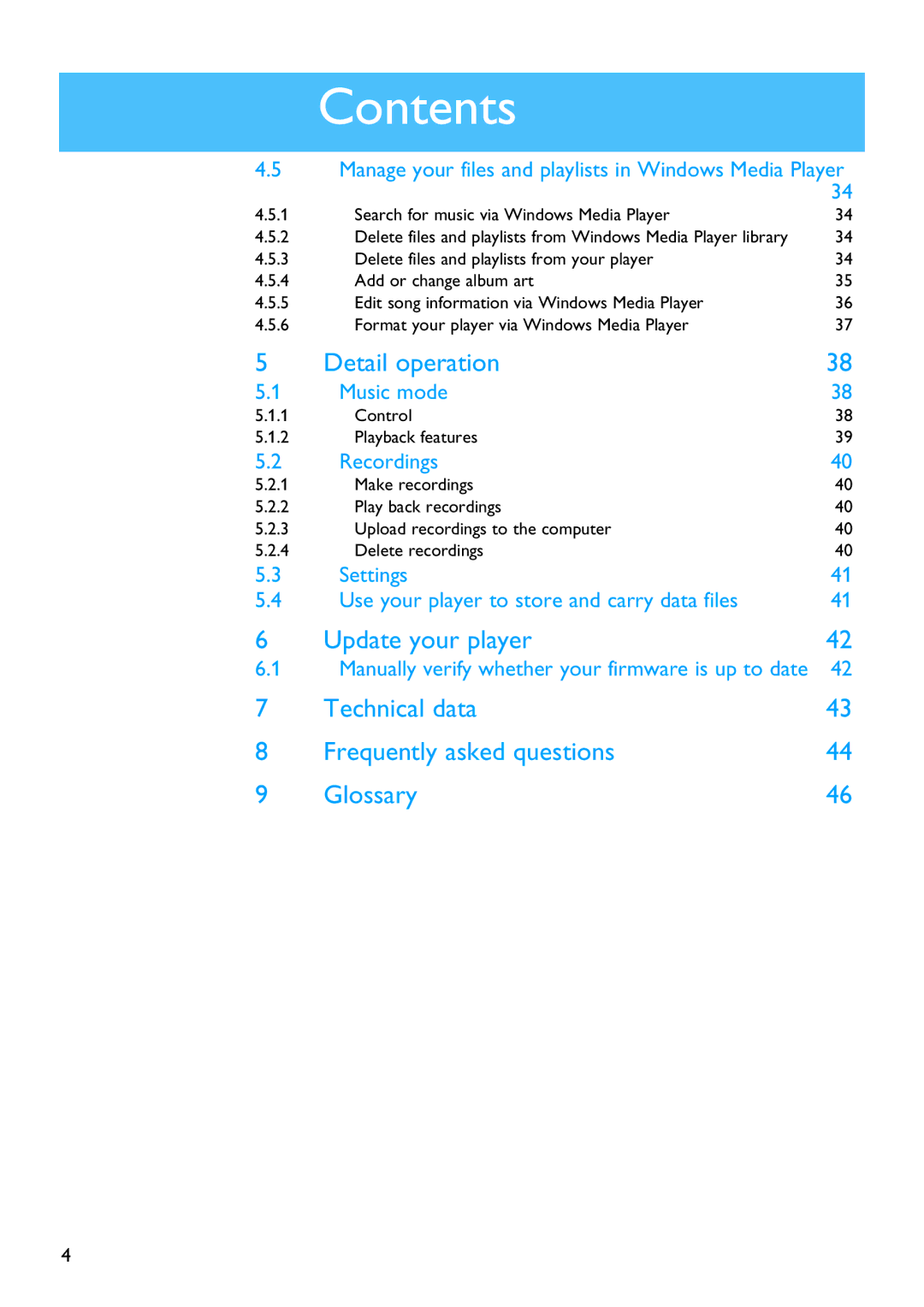 Philips SA4126, SA4146, SA4127, SA4147 manual Update your player 