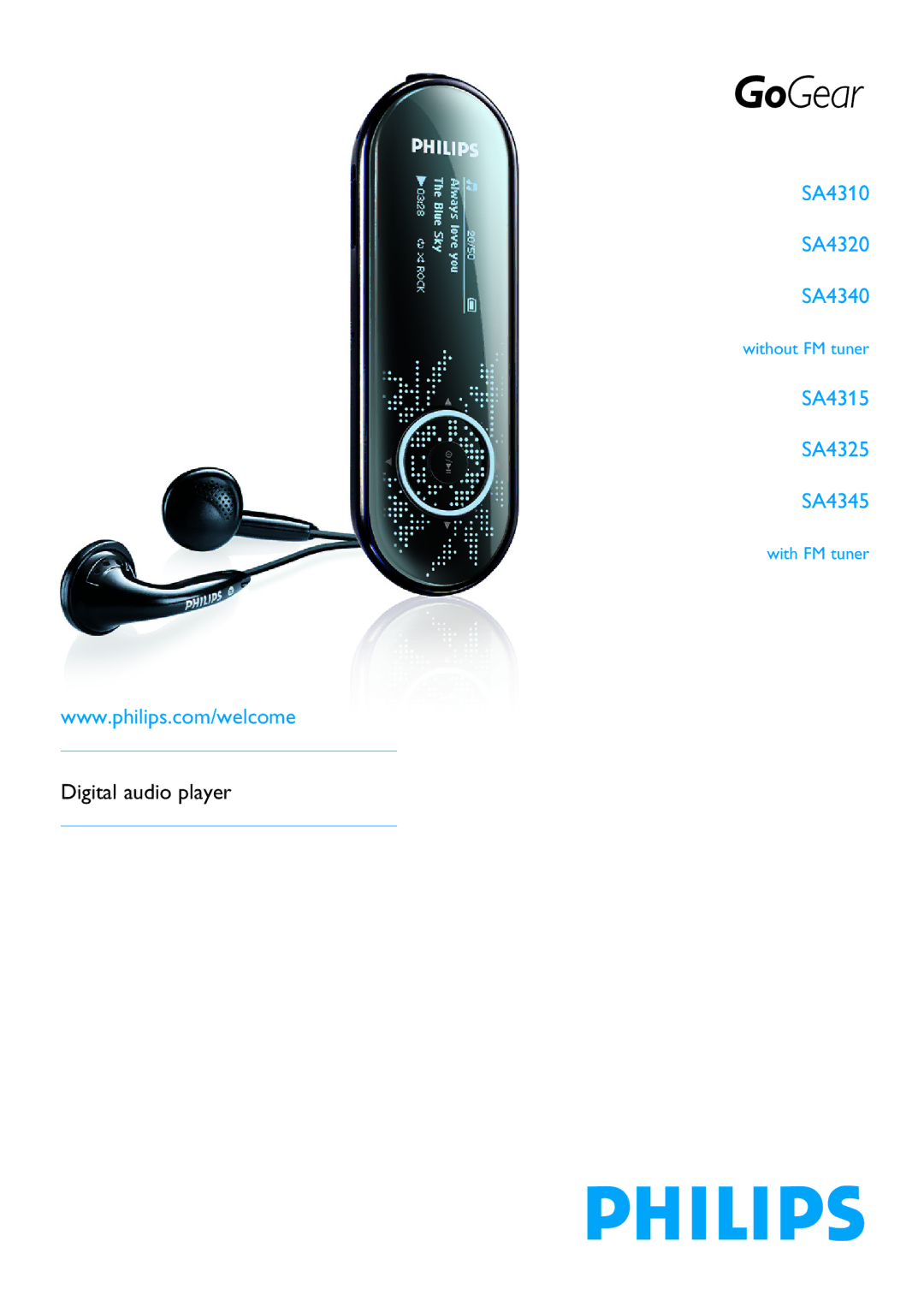 Philips SA4310 manual Digital audio player 