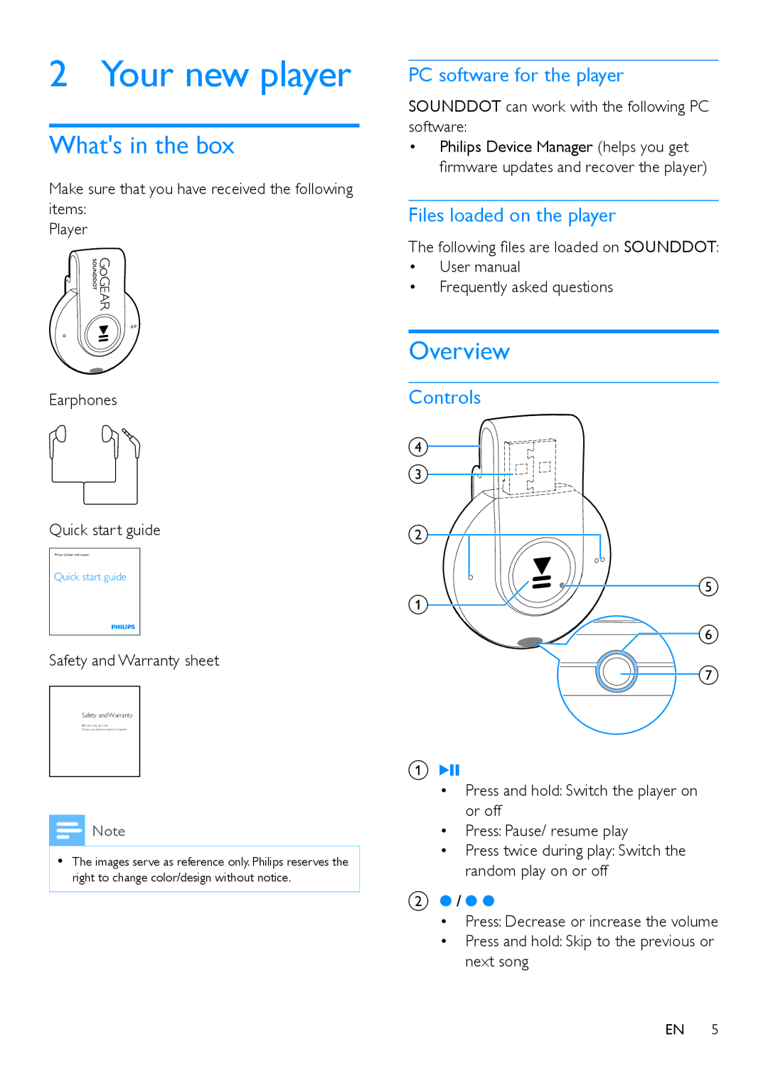 Philips SA4DOT02, SA4DOT04, SA4DOT08 user manual Your new player, Whats in the box, Overview 