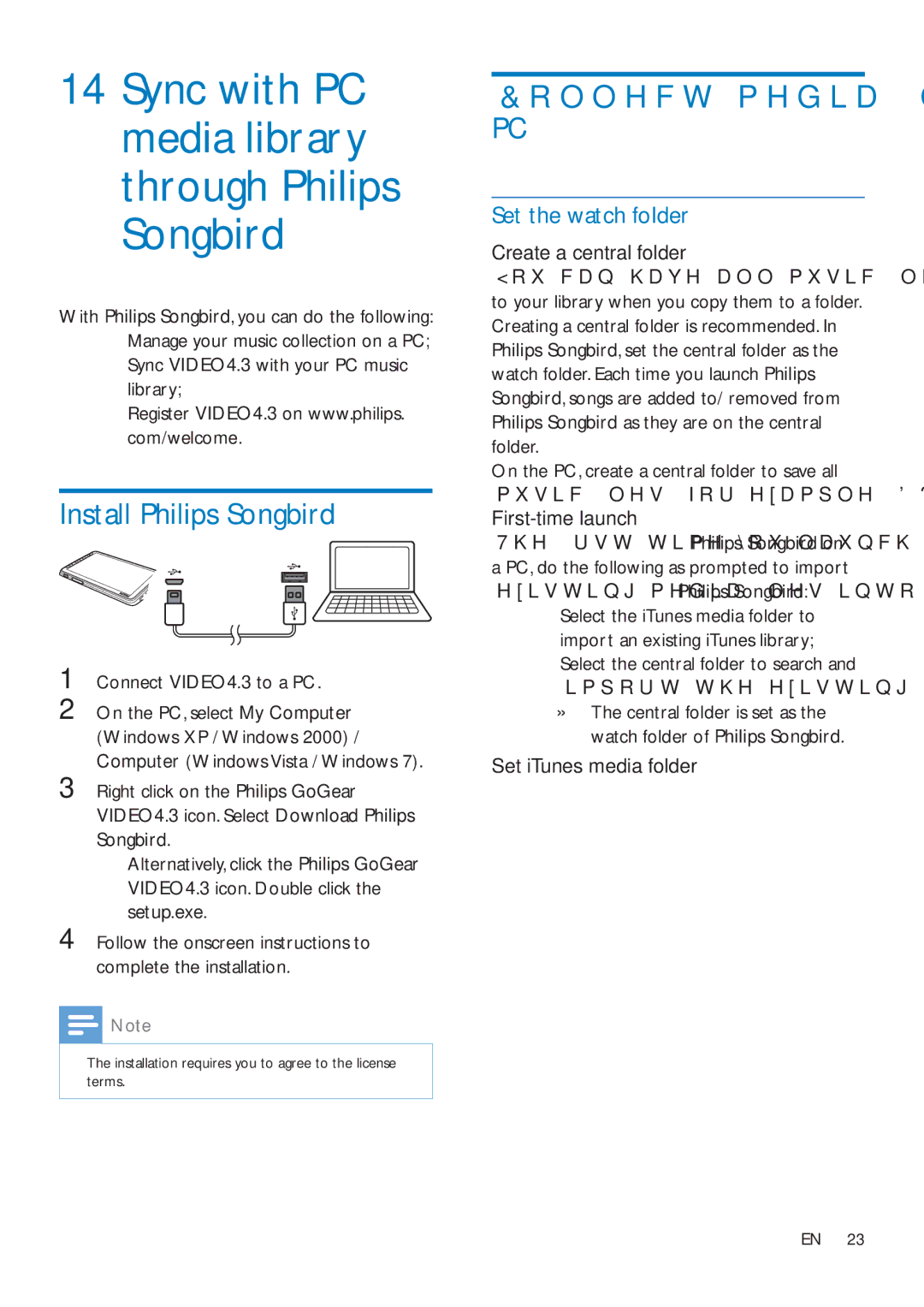 Philips SA4VD404, SA4VD408 user manual Install Philips Songbird, Set the watch folder, Library 