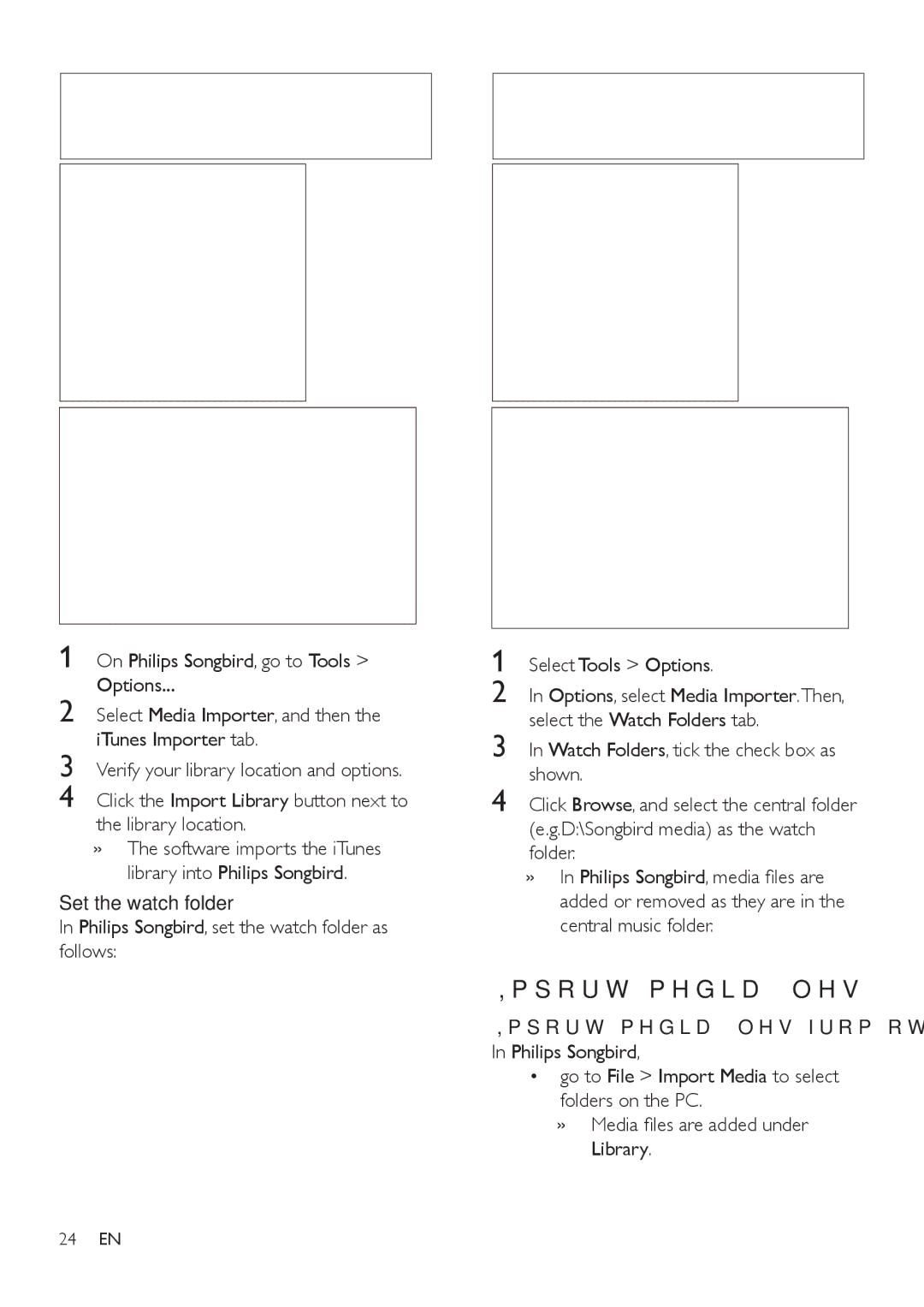 Philips SA4VD408, SA4VD404 user manual Set the watch folder, Philips Songbird, set the watch folder as follows 