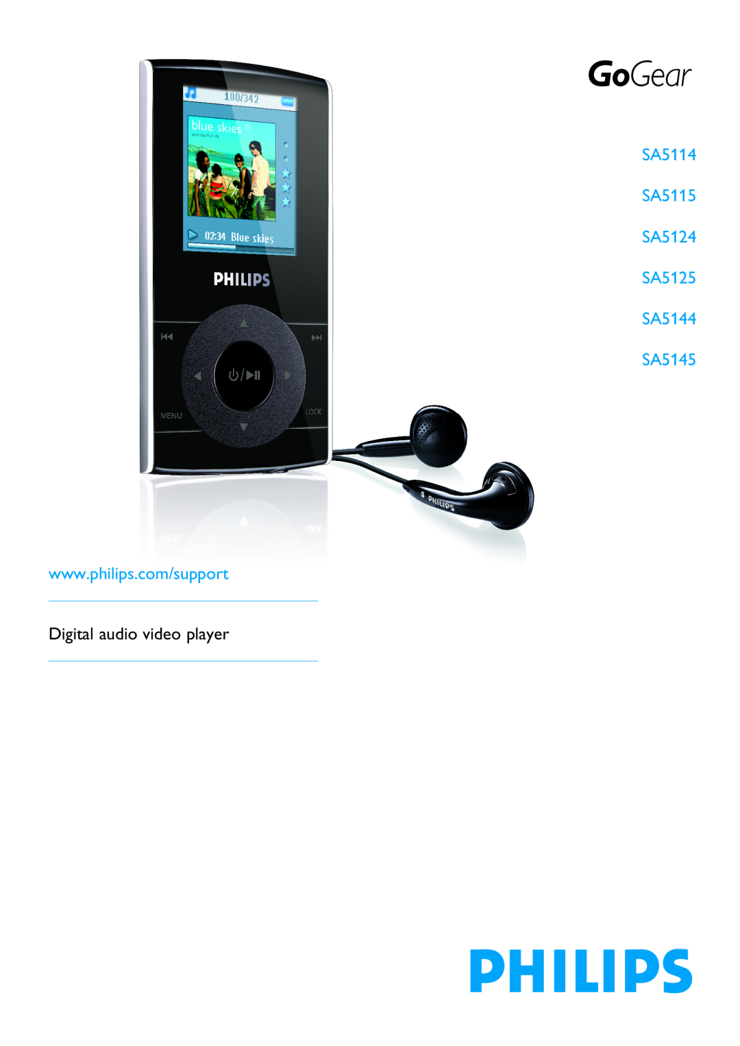Philips manual SA5114 SA5115 SA5124 SA5125 SA5144 SA5145, Digital audio video player 