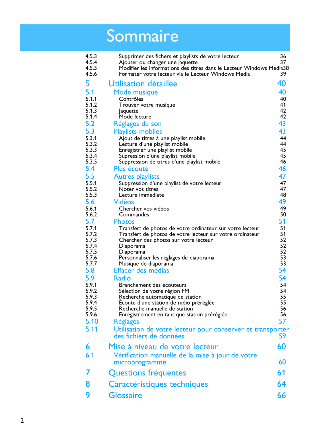 Philips SA5125 manual Mise à niveau de votre lecteur 