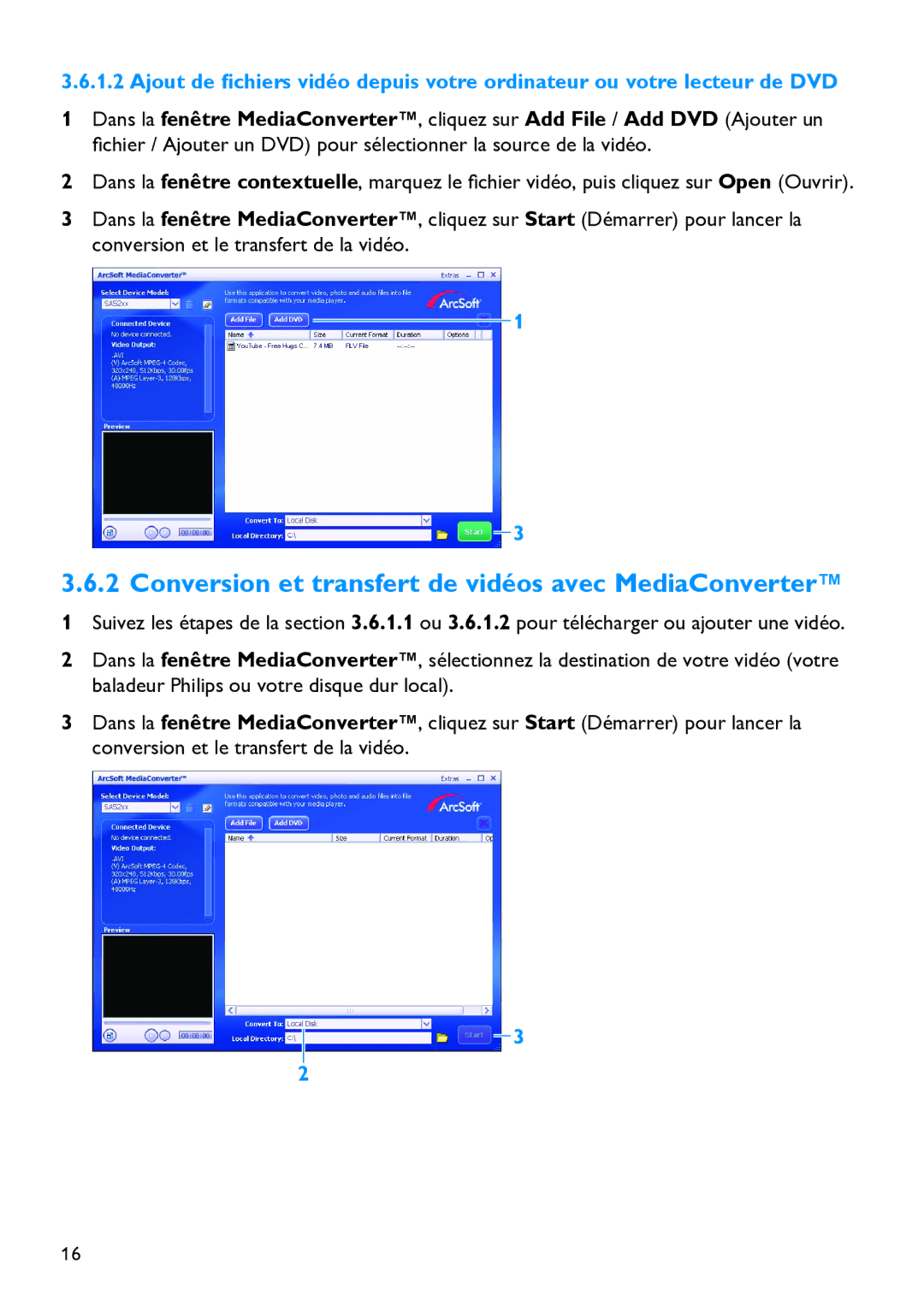 Philips SA5295BT manual Conversion et transfert de vidéos avec MediaConverter 