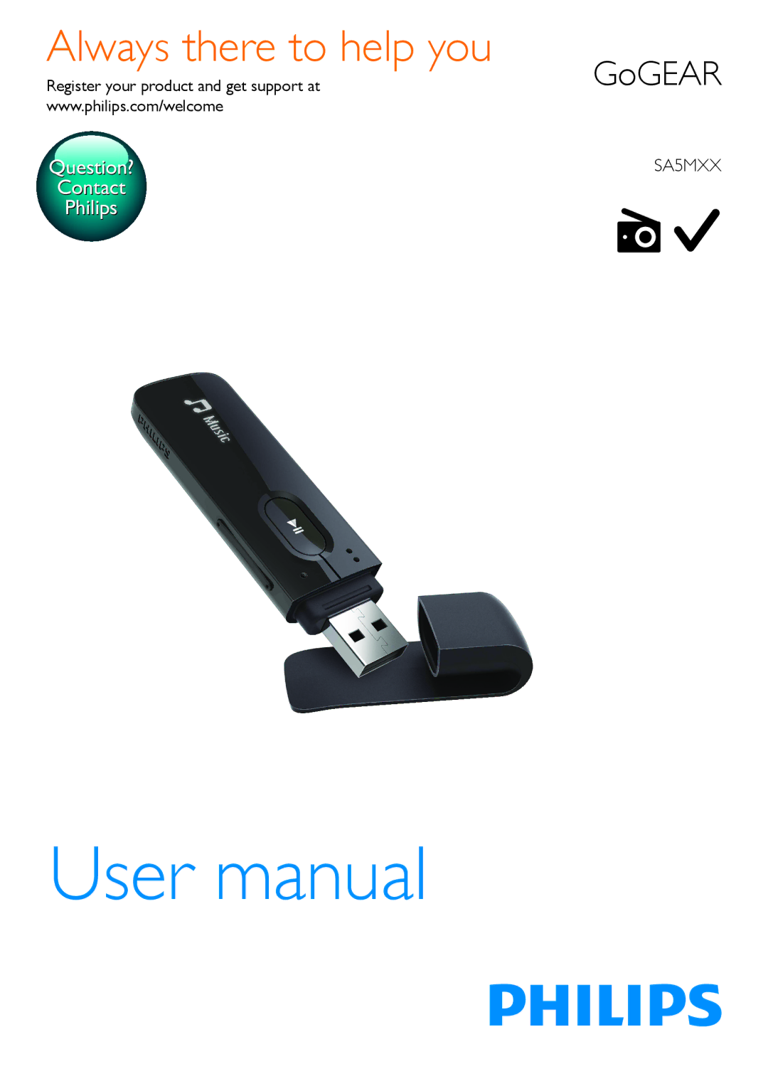Philips SA5MXX user manual Always there to help you, Register your product and get support at 
