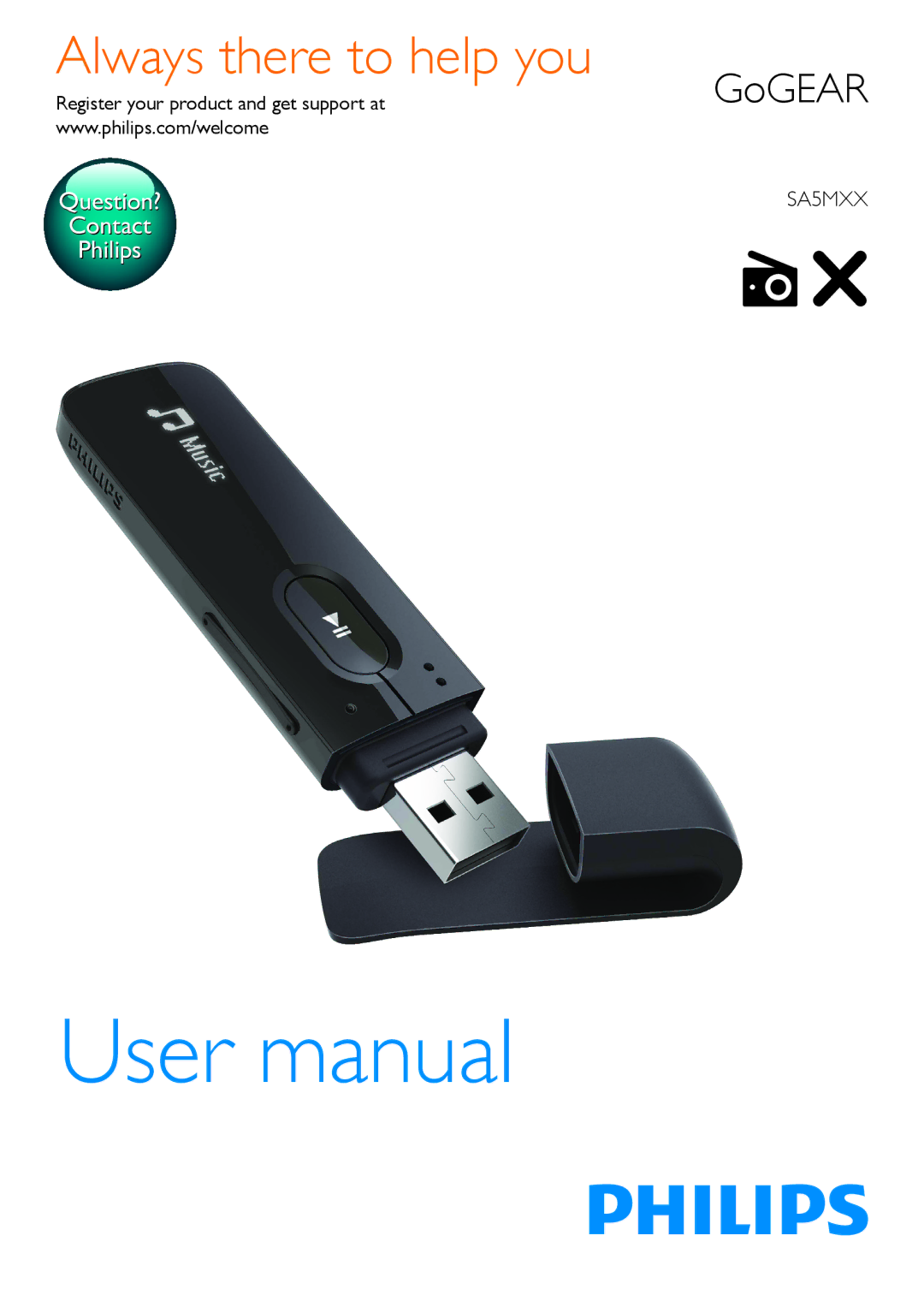 Philips SA5MXX08, SA5MXX04 user manual Always there to help you, Register your product and get support at 
