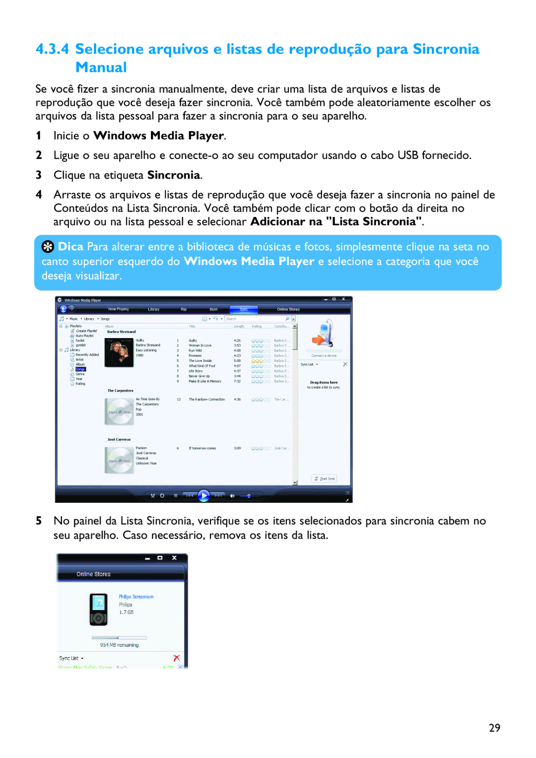 Philips SA6065, SA6045, SA6087, SA6024, SA6015, SA6066, SA6044, SA6046, SA6025, SA6014 manual Inicie o Windows Media Player 