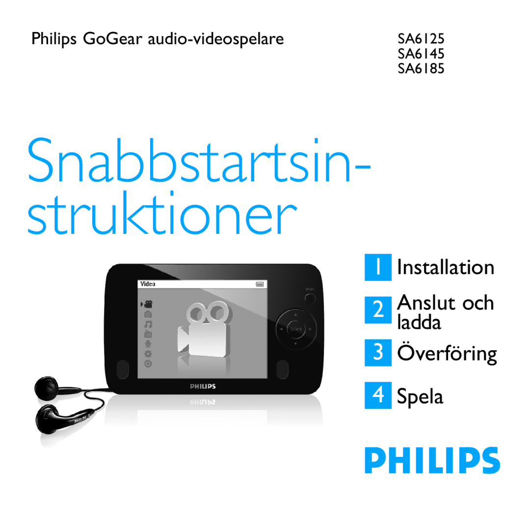 Philips SA6145 manual Snabbstartsin- struktioner 