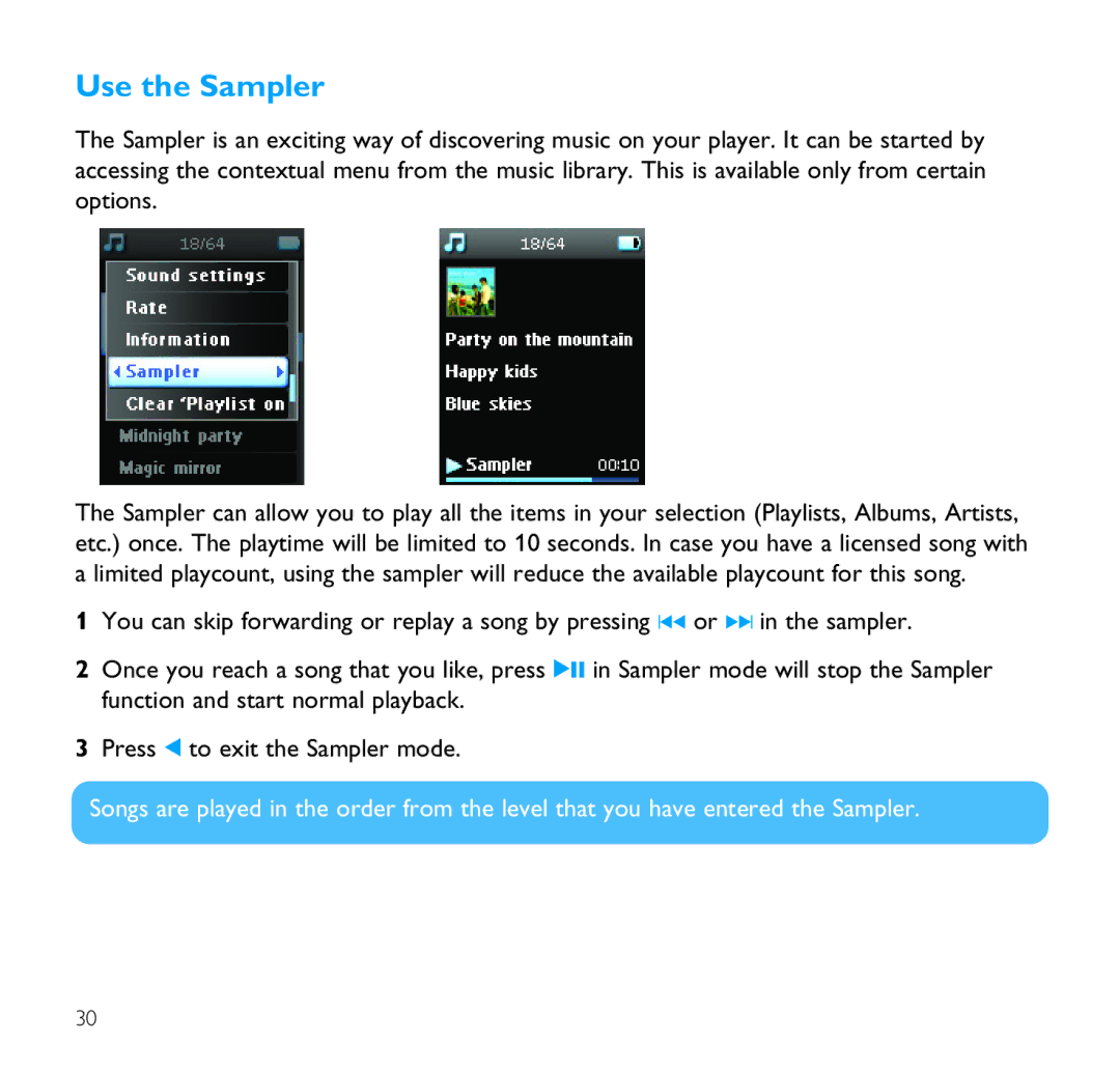 Philips SA9100 user manual Use the Sampler 