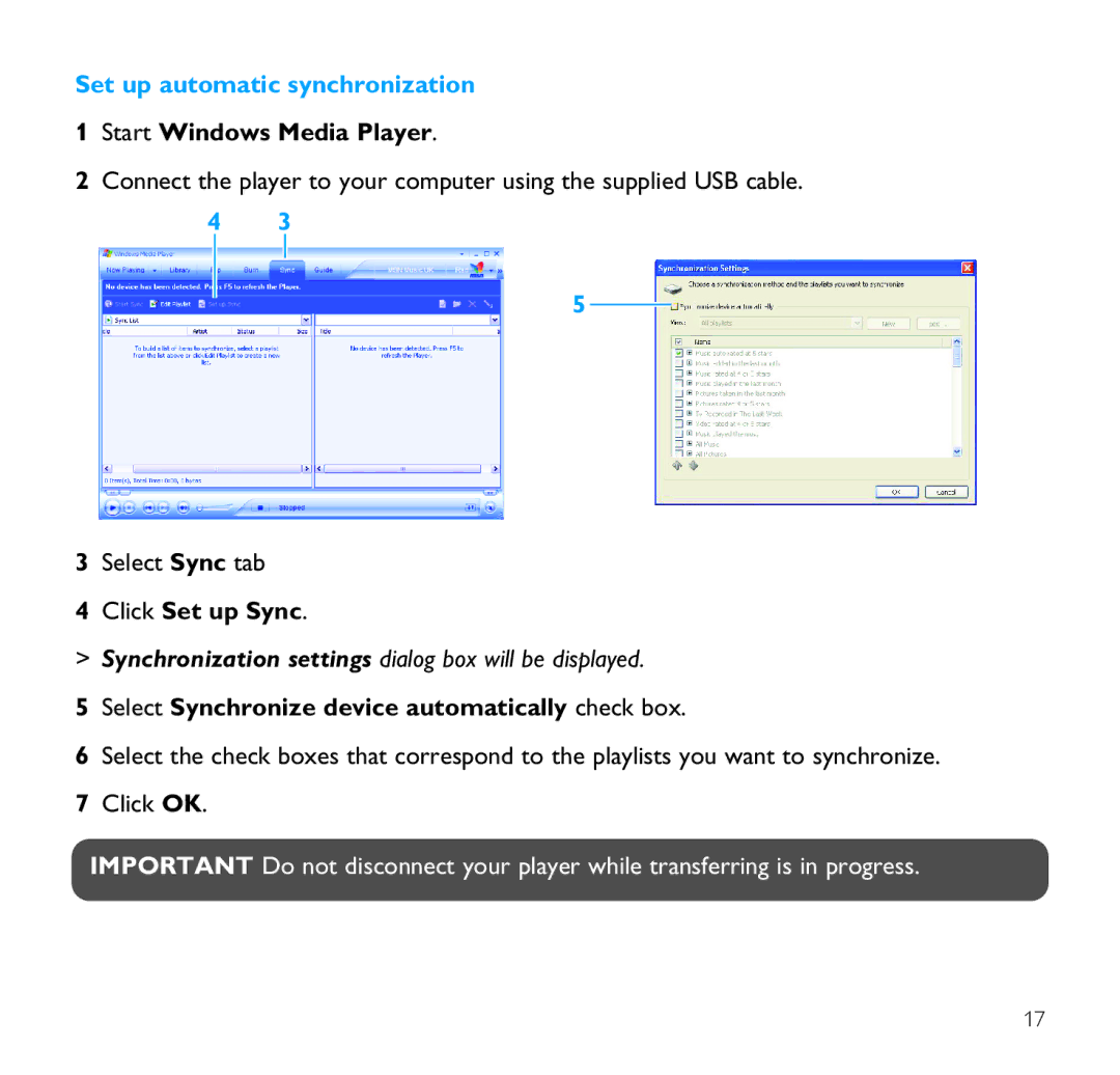 Philips SA9100/SA9200 user manual Set up automatic synchronization, Click Set up Sync 