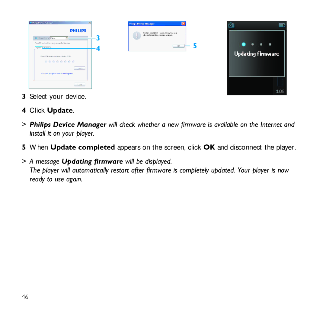 Philips SA9100/SA9200 user manual Select your device Click Update 