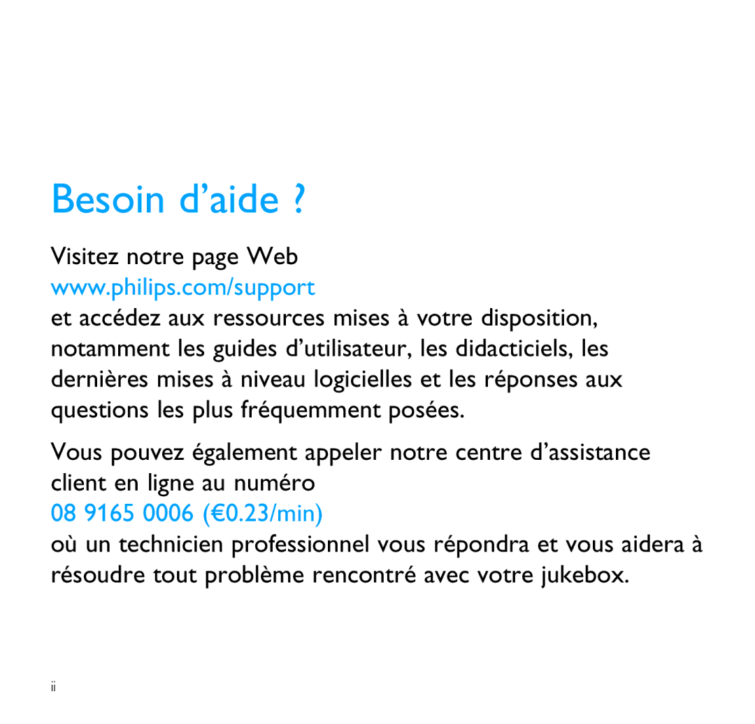 Philips SA9200, SA9100 manual Besoin d’aide ? 