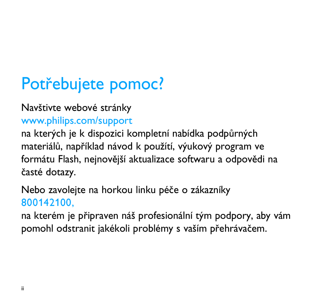 Philips SA9200, SA9100 manual Potřebujete pomoc? 