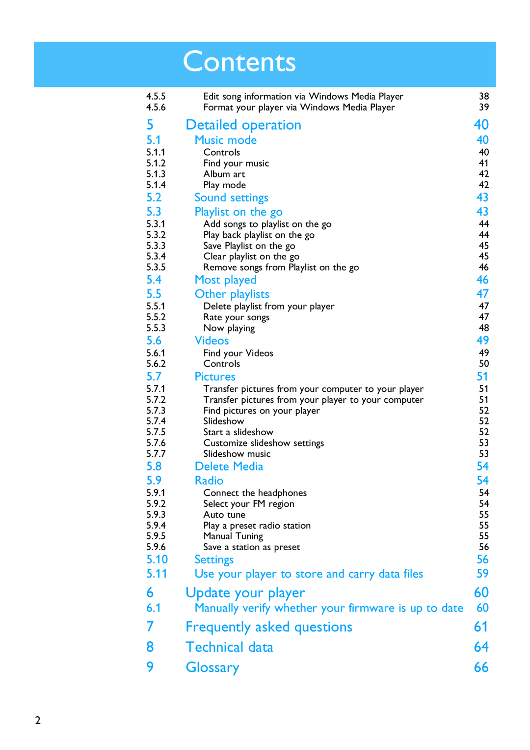 Philips SA9325 manual Update your player 