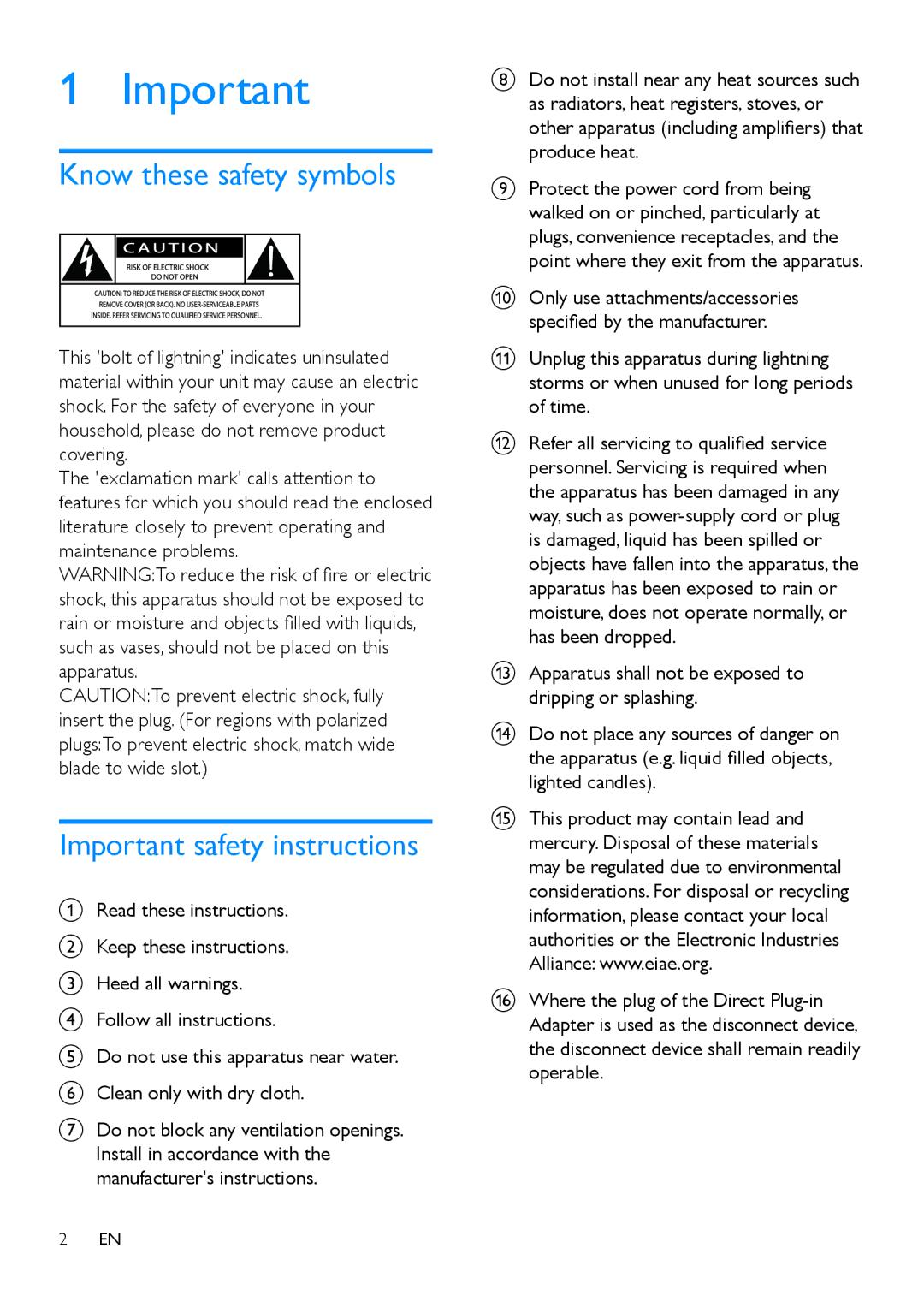 Philips SB170 user manual Know these safety symbols, Important safety instructions 