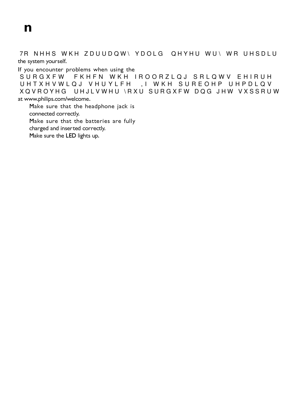 Philips SBA1710 user manual Troubleshooting 