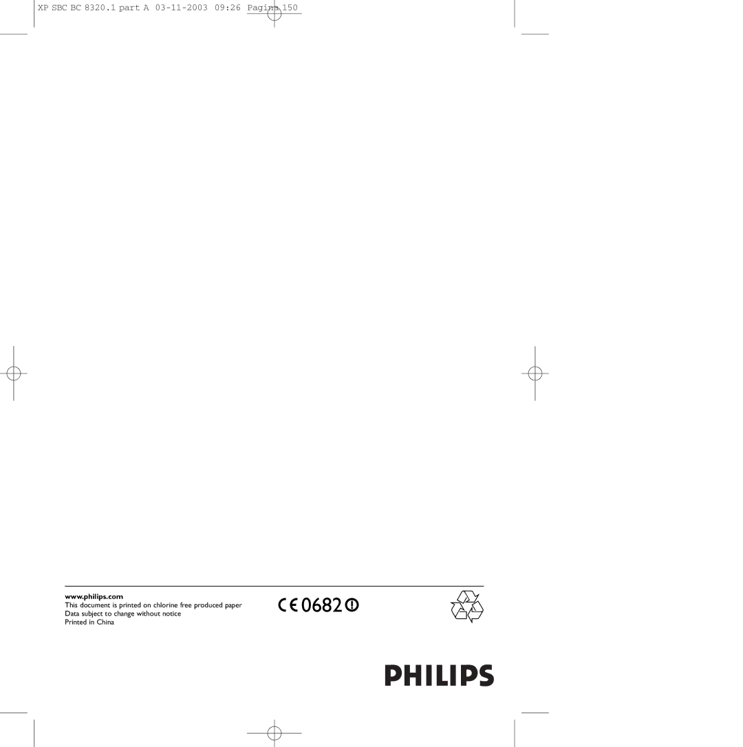 Philips SBC BC8320 manual XP SBC BC 8320.1 part a 03-11-2003 0926 Pagina 