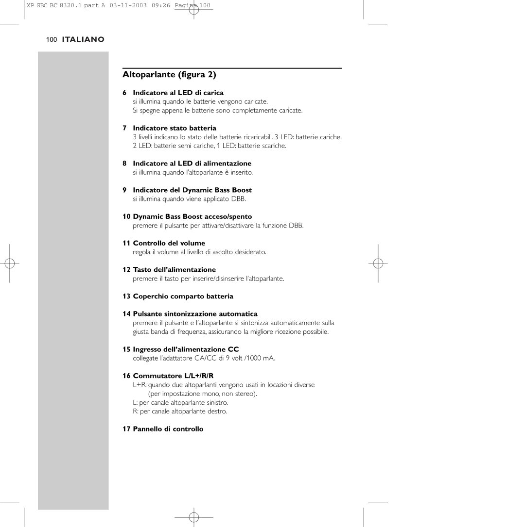 Philips SBC BC8320 manual Altoparlante figura 