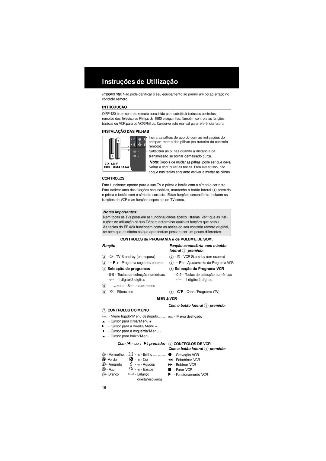 Philips SBC RP 420 manual Instruções de Utilização 