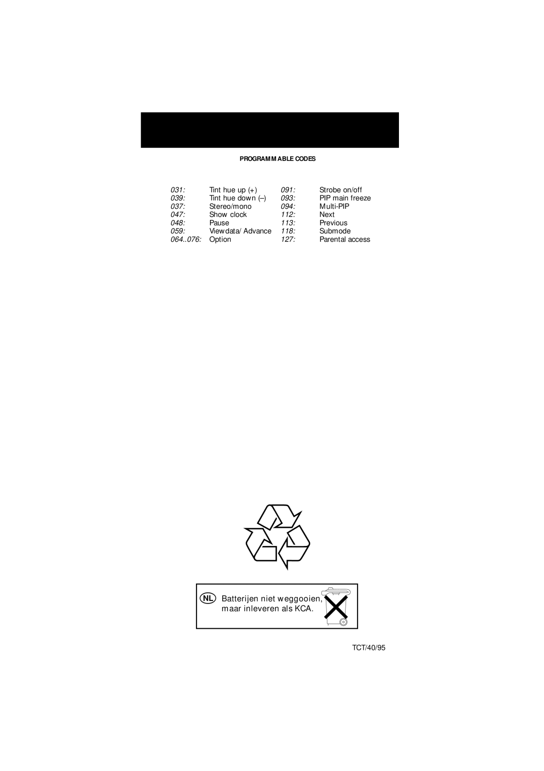 Philips SBC RP 420 manual TCT/40/95 