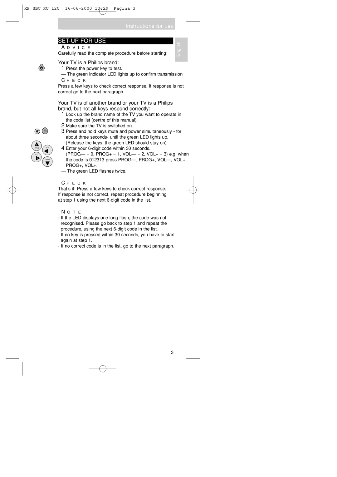 Philips SBC RU 120 manual SET-UP for USE, Your TV is a Philips brand, Carefully read the complete procedure before starting 