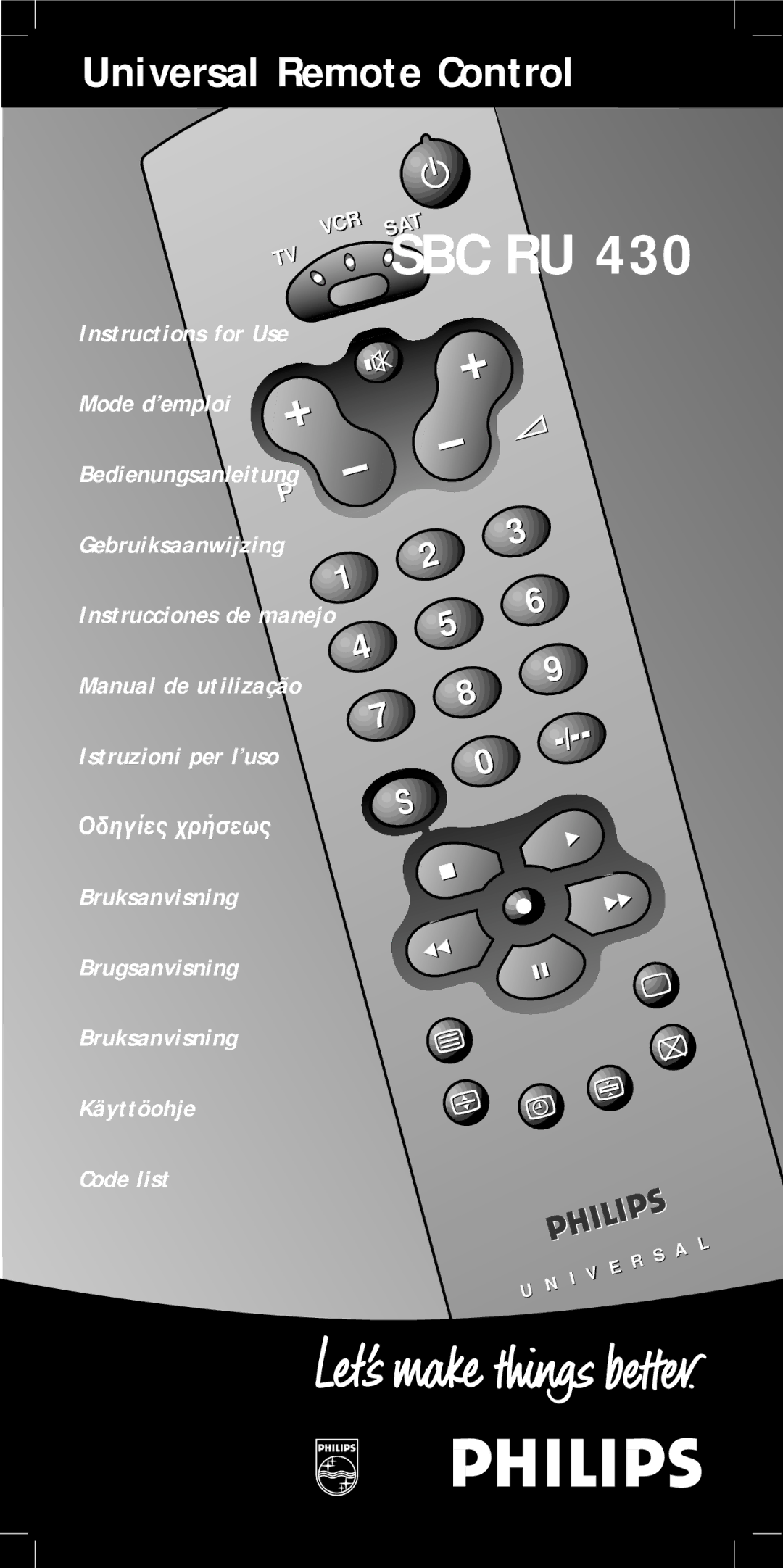 Philips SBC RU 430 manual Universal Remote Control, Norsk 