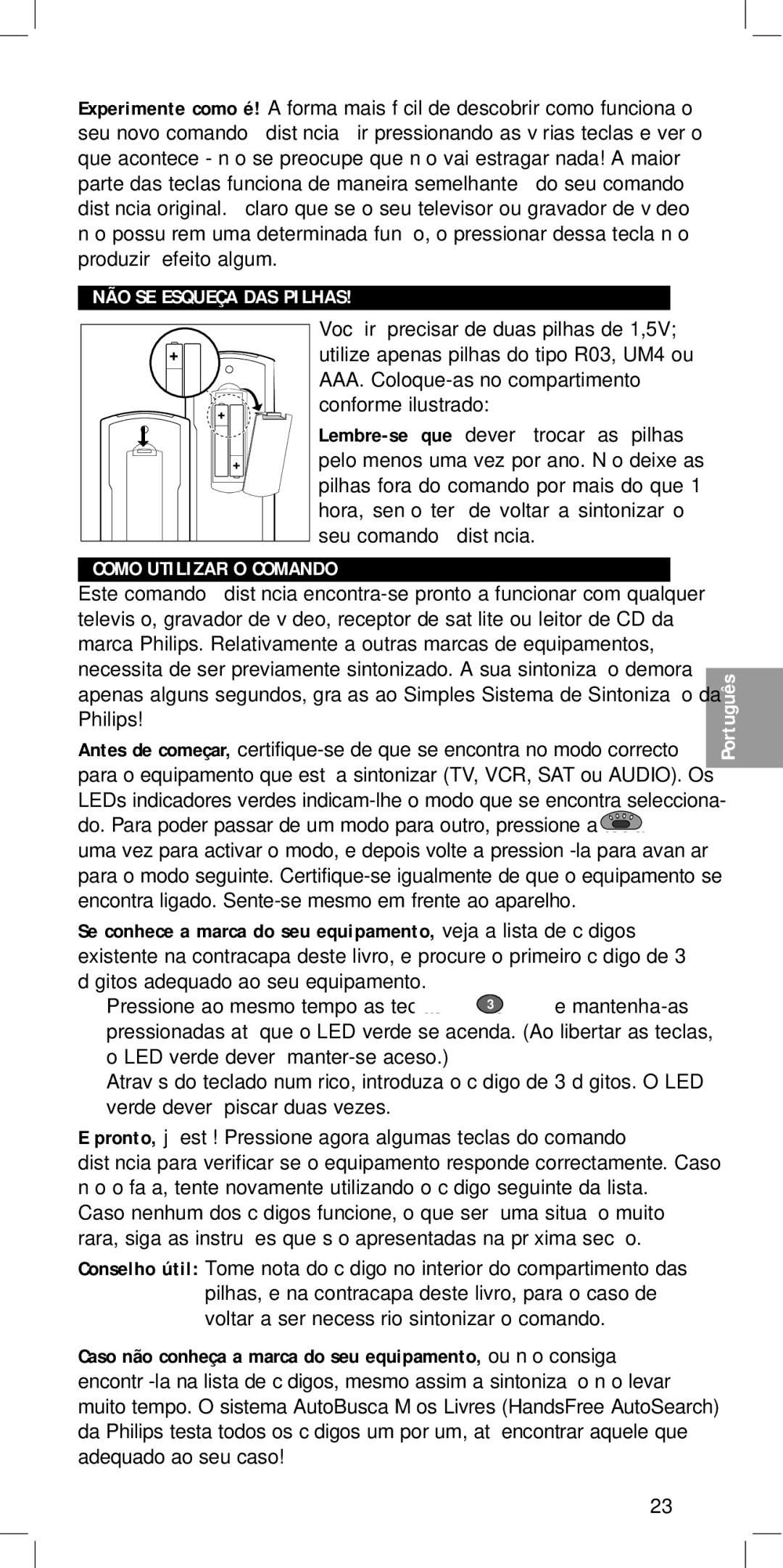 Philips SBC RU 440 manual NÃO SE Esqueça DAS Pilhas, Como Utilizar O Comando 