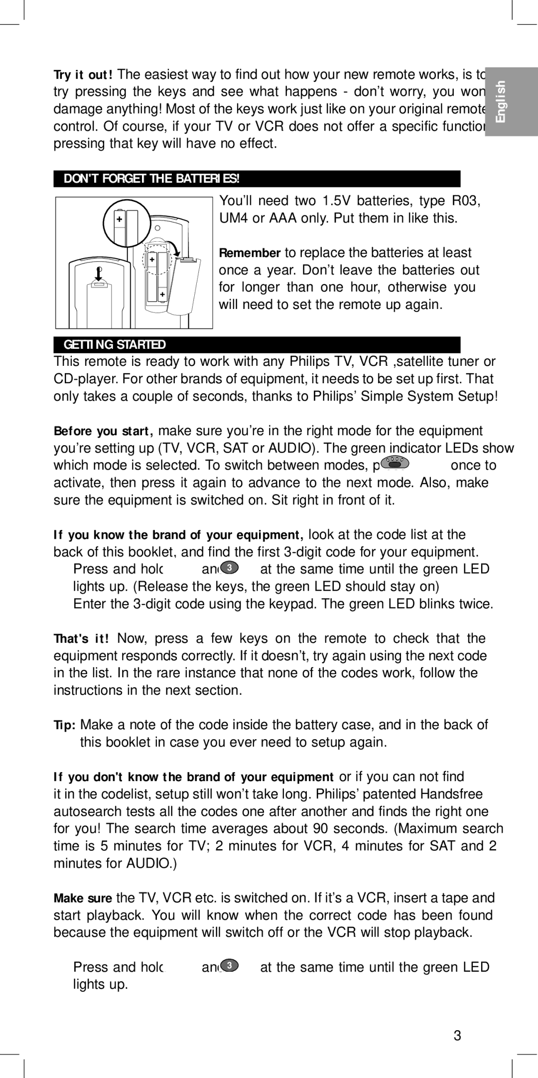 Philips SBC RU 440 manual Dont Forget the Batteries, Getting Started 