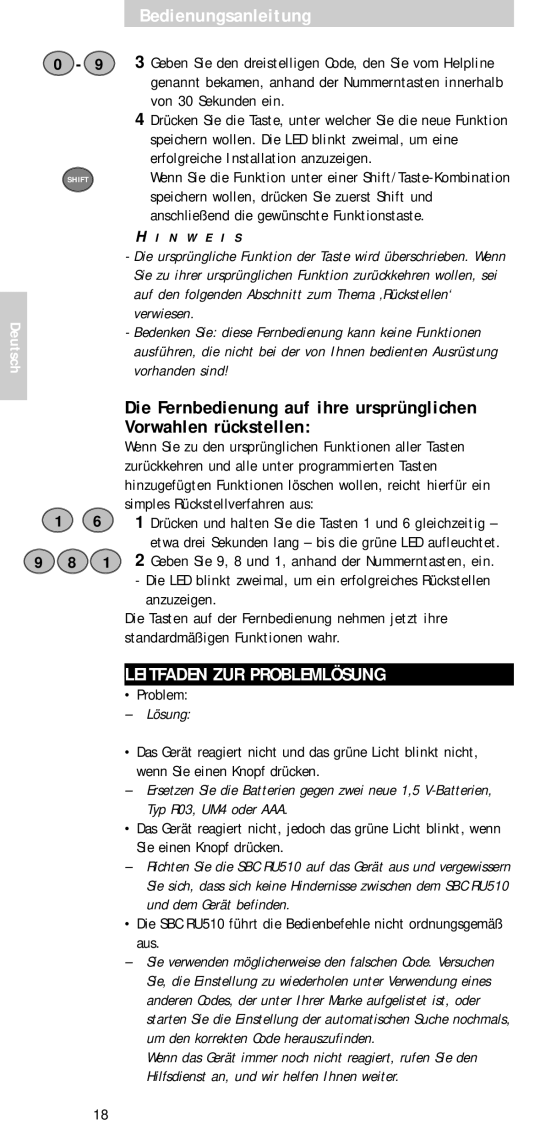 Philips SBC RU 510 manual Leitfaden ZUR Problemlösung, Lösung 